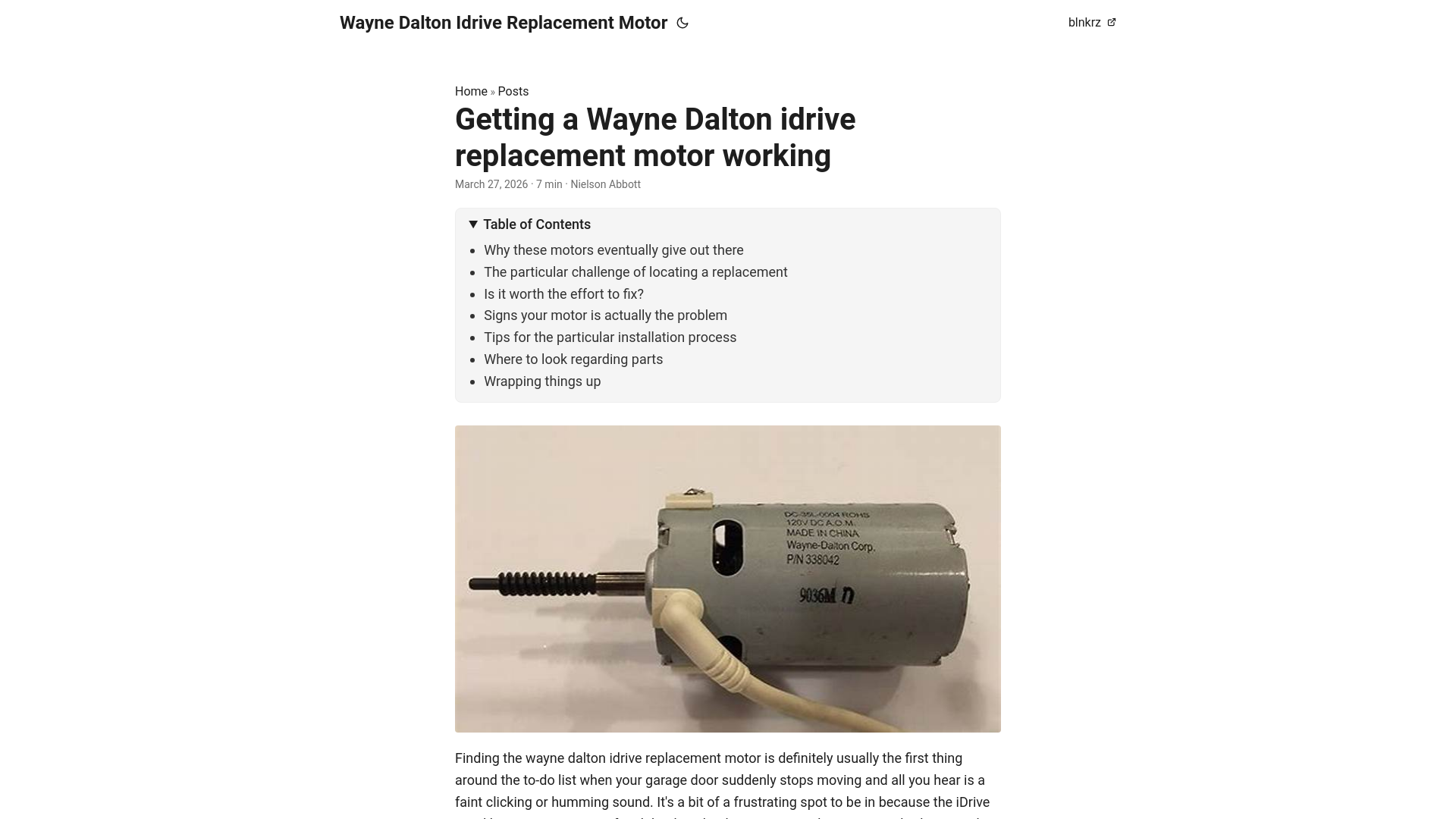 website screenshot of https://wayne-dalton-idrive-replacement-motor.pages.dev/