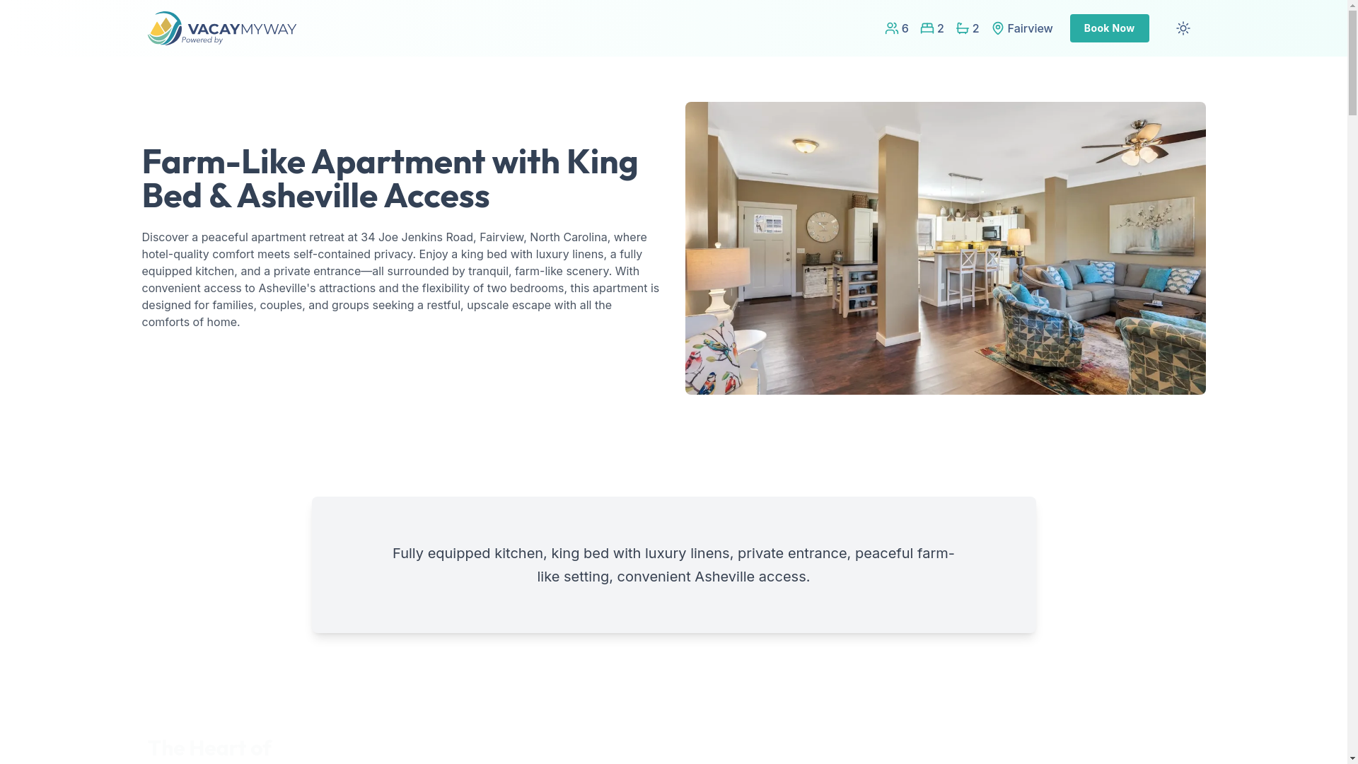 website screenshot of https://serenefairview.vacations/