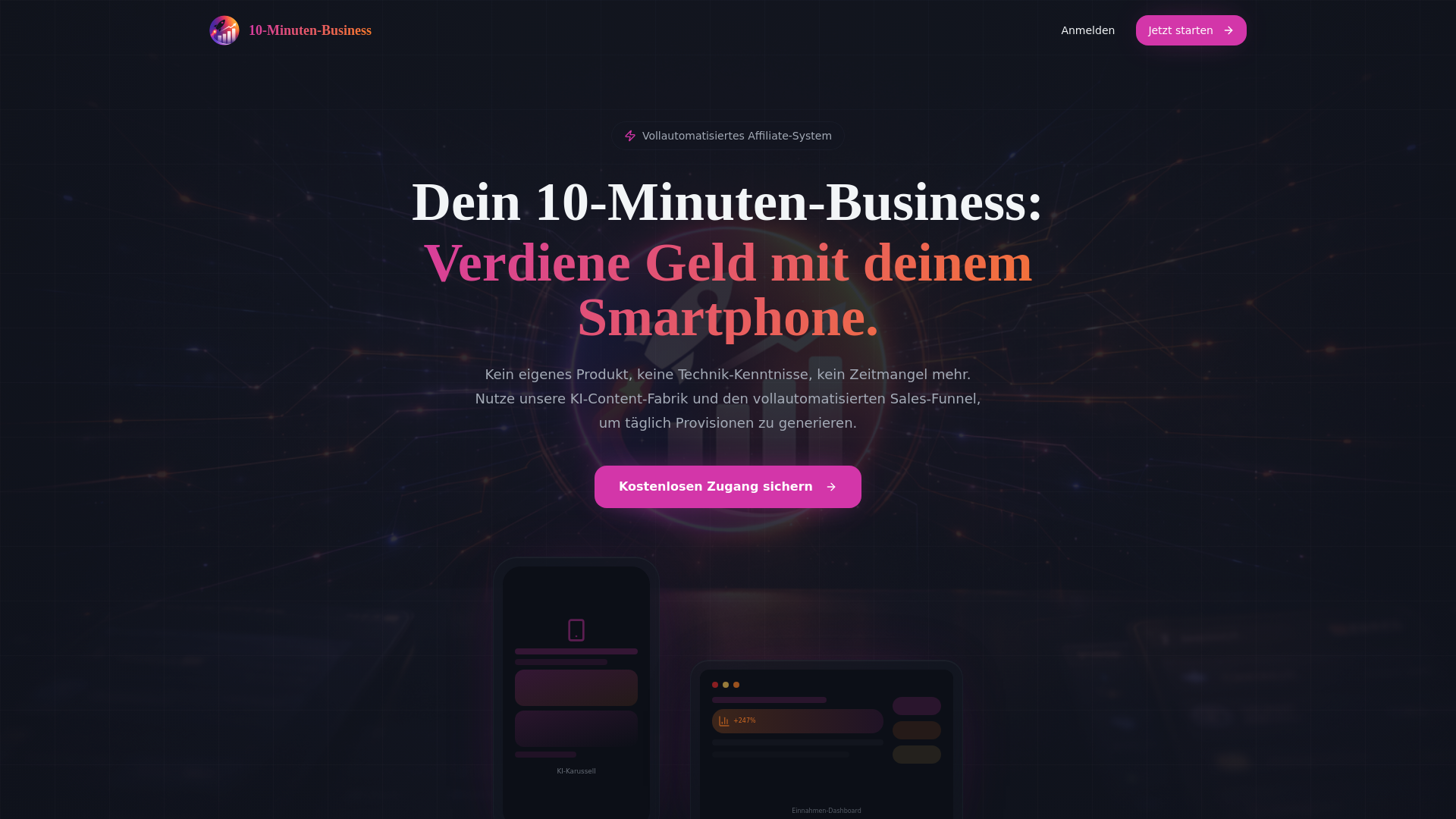 website screenshot of https://zehnminutenbusiness.de/