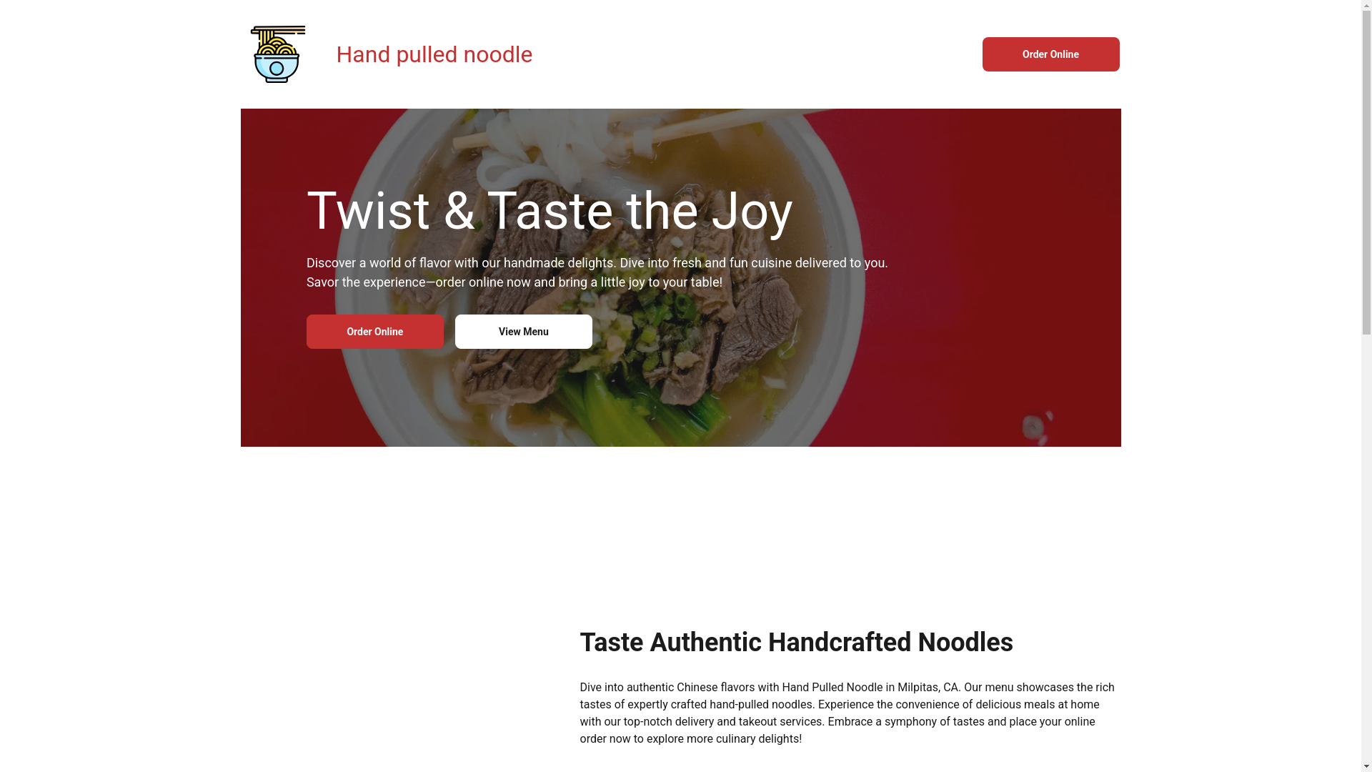 website screenshot of https://handpullednoodleca.com/