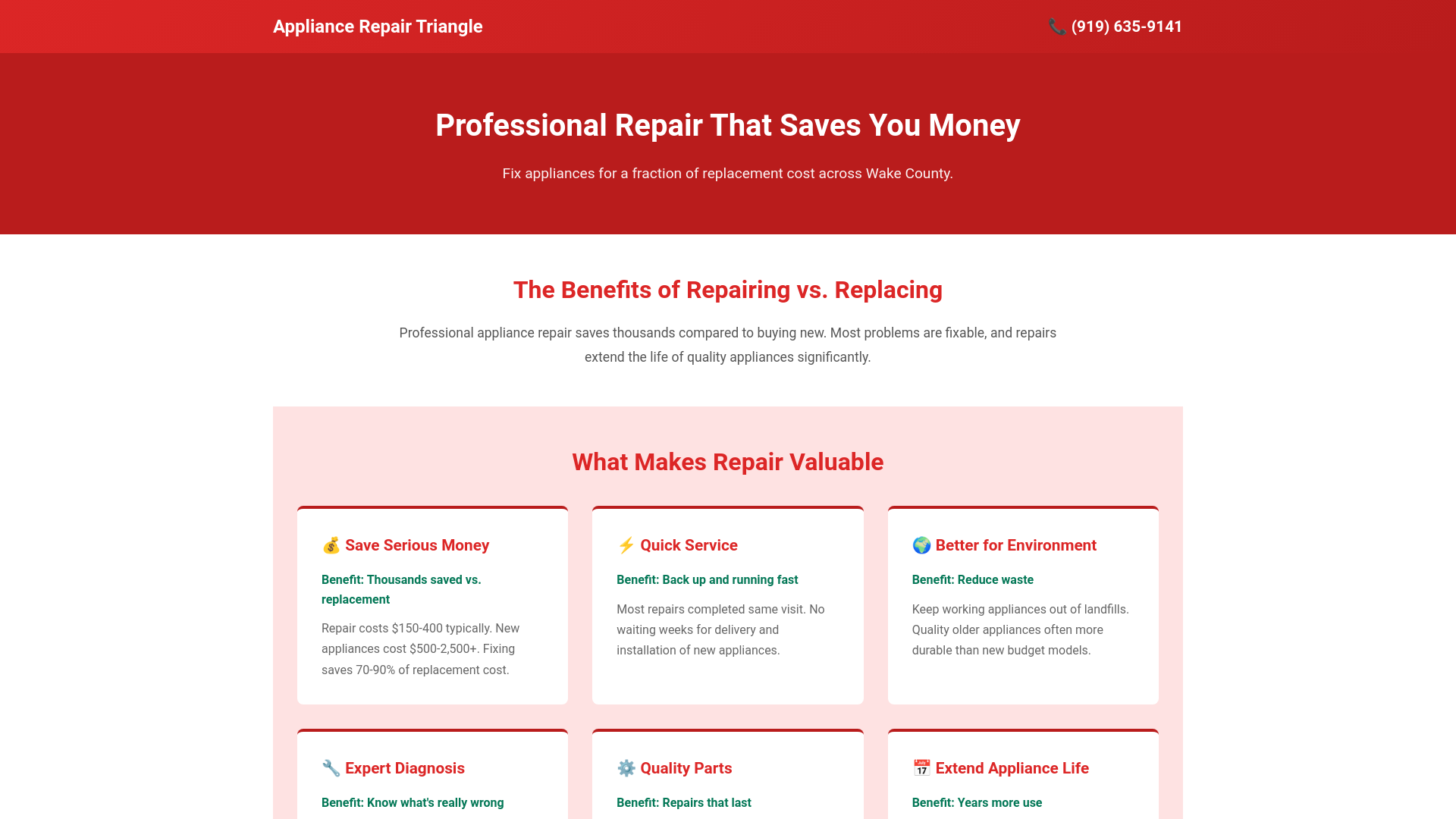 website screenshot of https://wakeappliance.pages.dev/