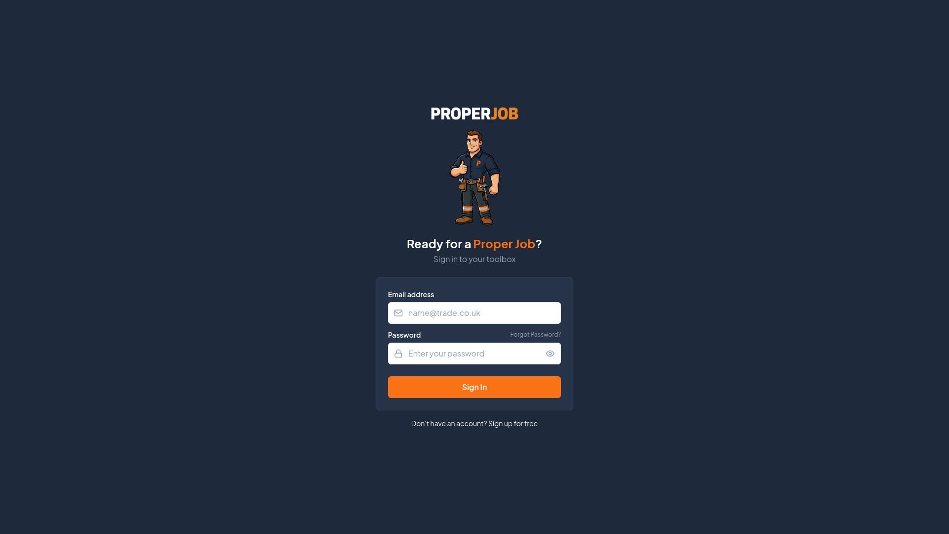 website screenshot of https://properjob.app/