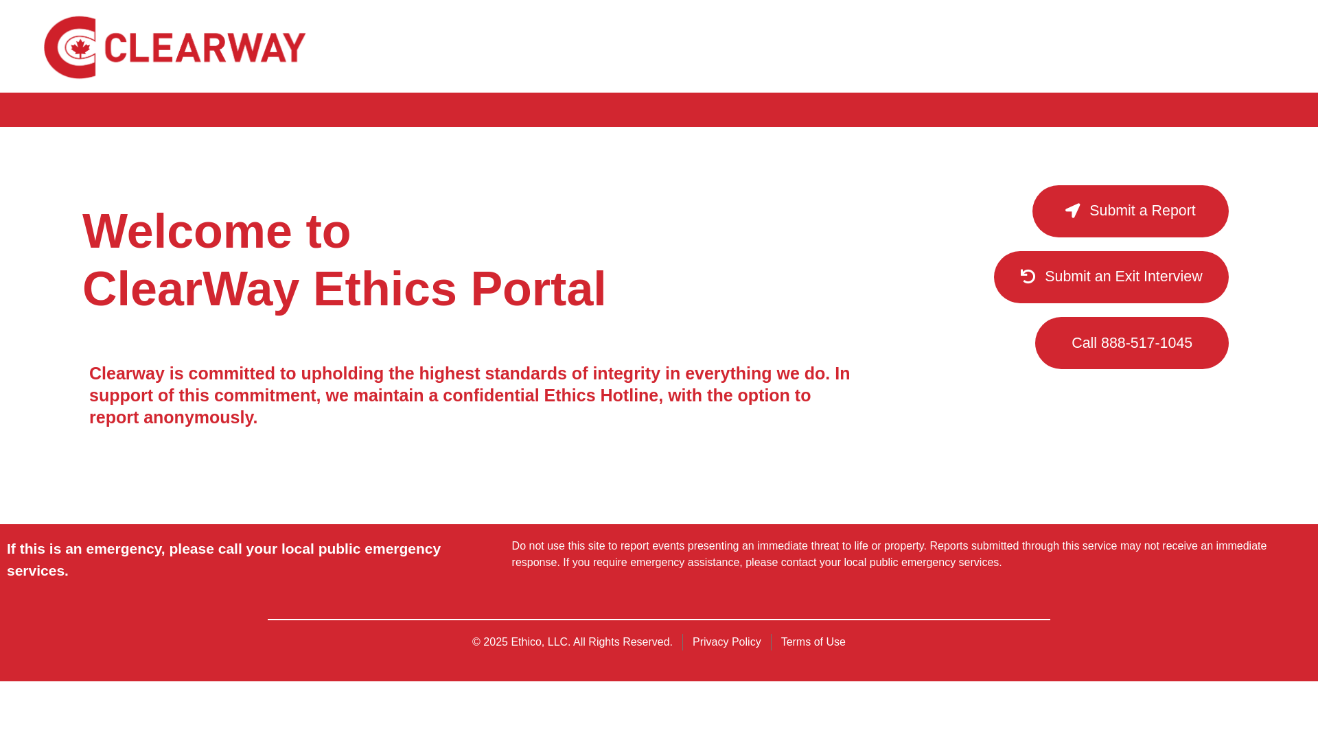 website screenshot of https://clearwayethicshotline.com/