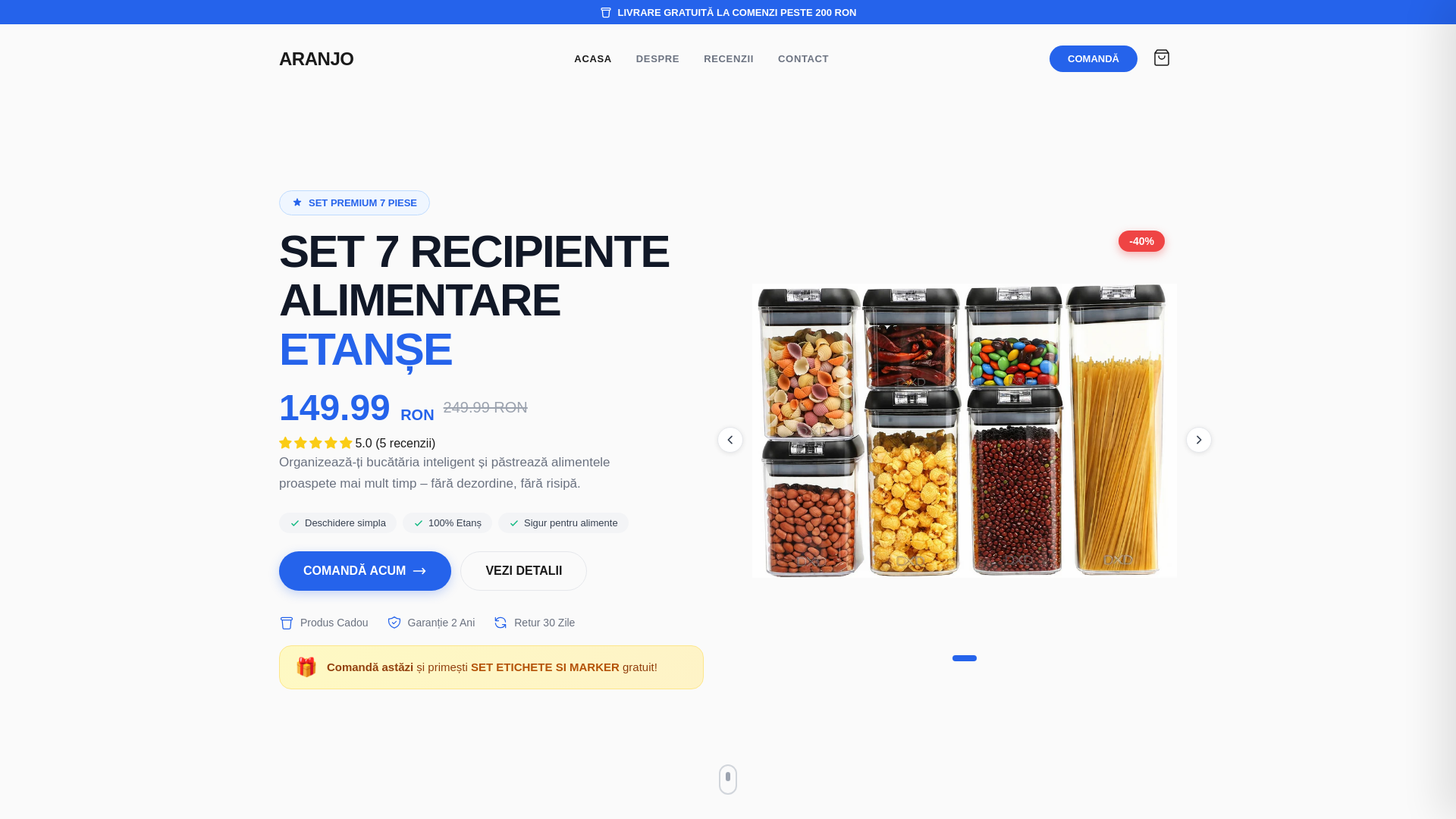 website screenshot of https://aranjo.ro/