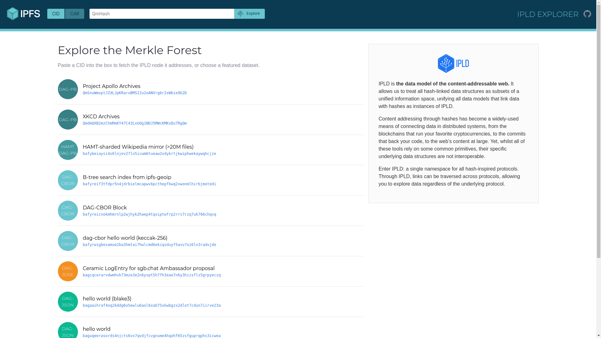 website screenshot of https://exploreipfs.pages.dev/