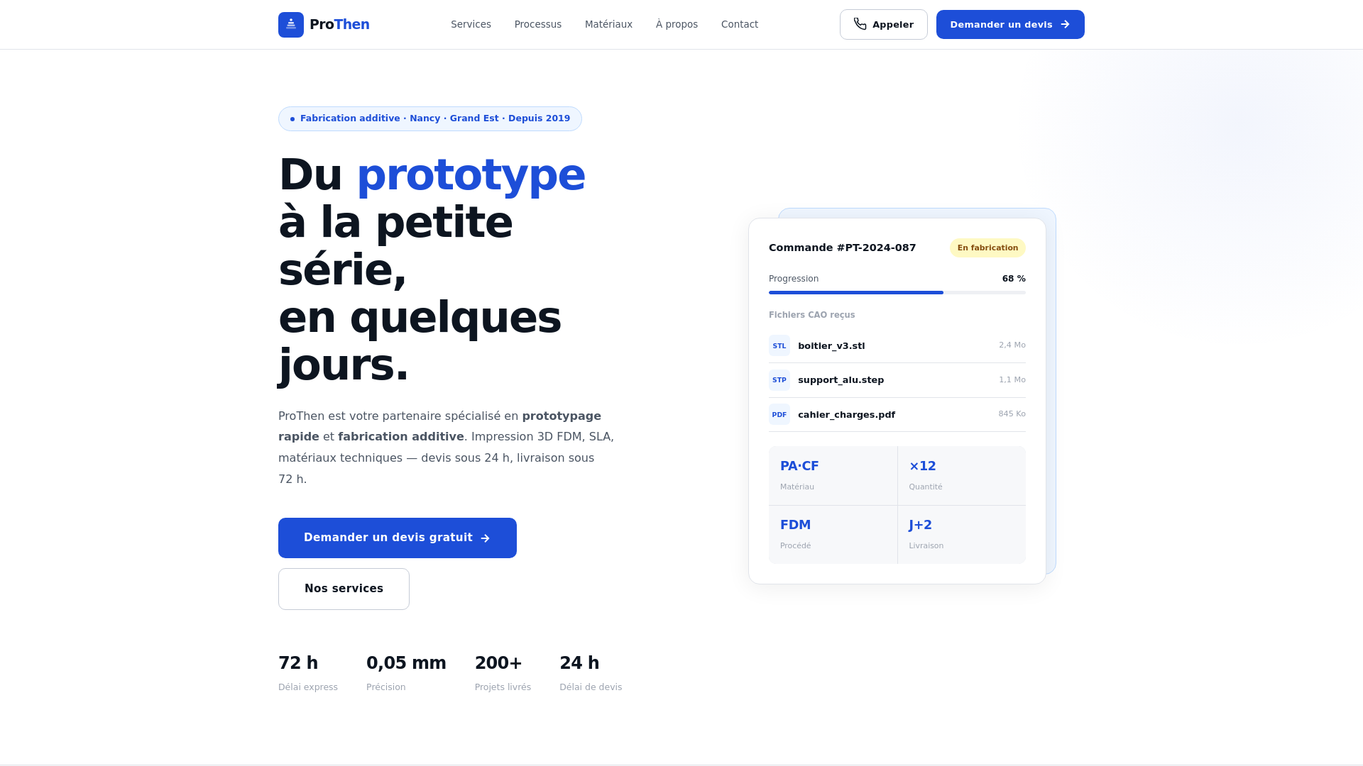 website screenshot of https://prothen.fr/