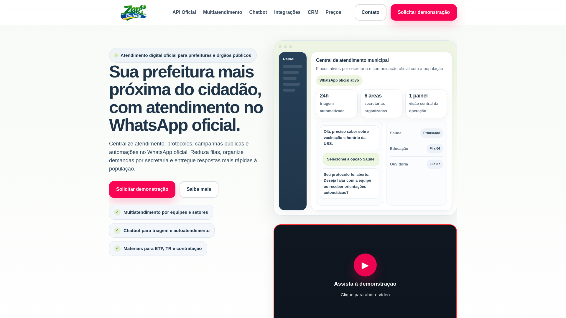 website screenshot of https://zapprefeito.com.br