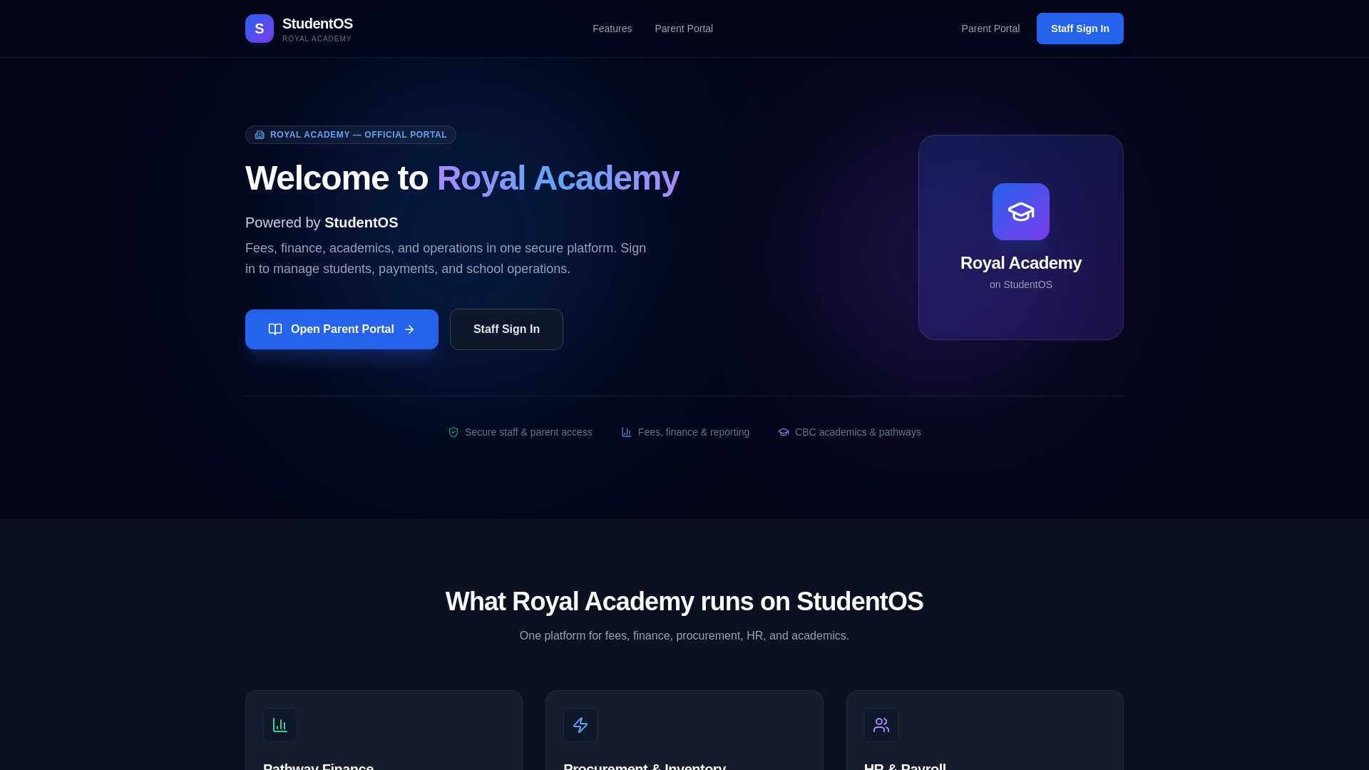 website screenshot of https://royalacademyschoolos.com/