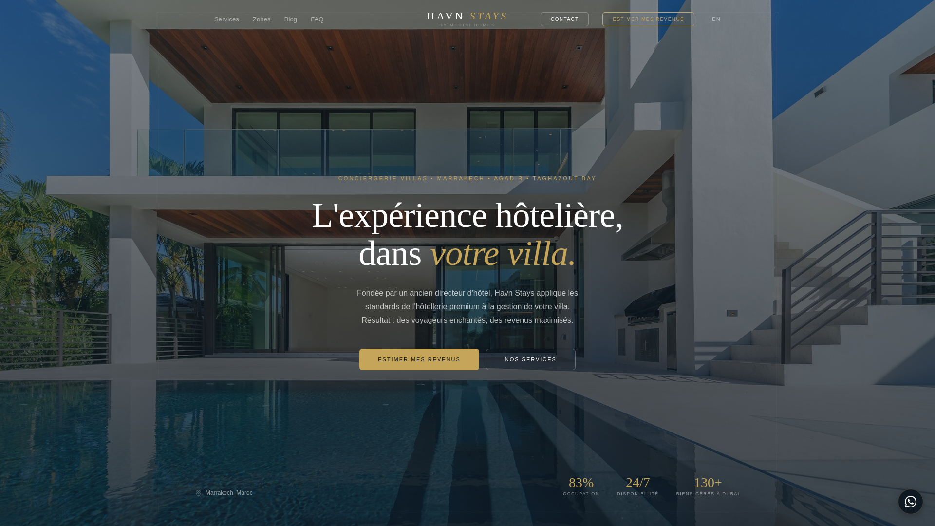website screenshot of https://havn-stays.com