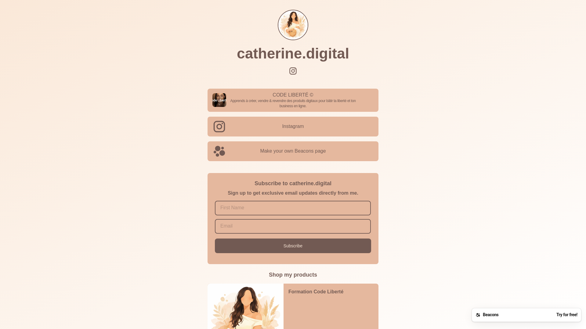 website screenshot of https://catherinedigital.store/