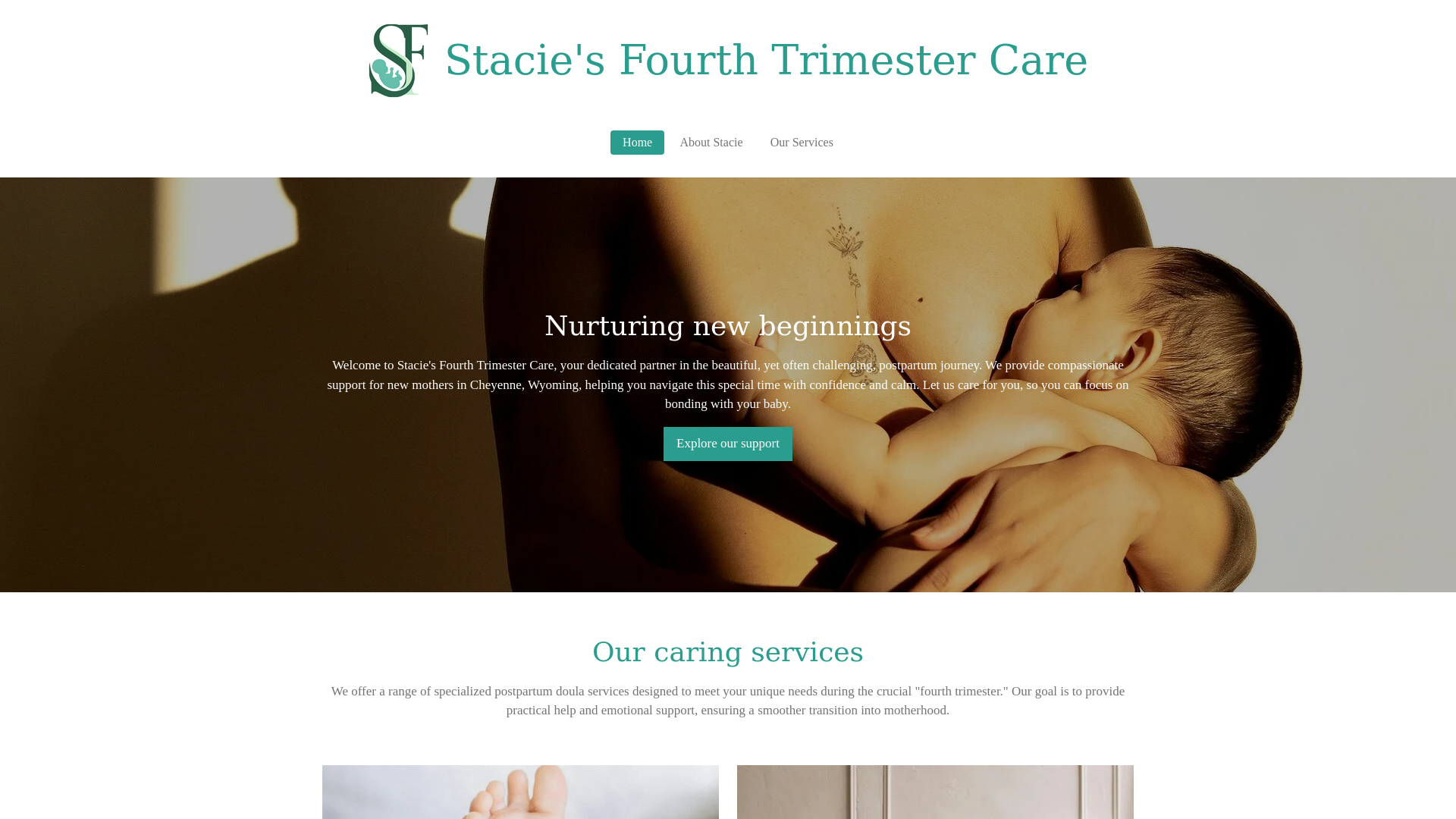 website screenshot of https://staciesfourthtrimestercare.com/