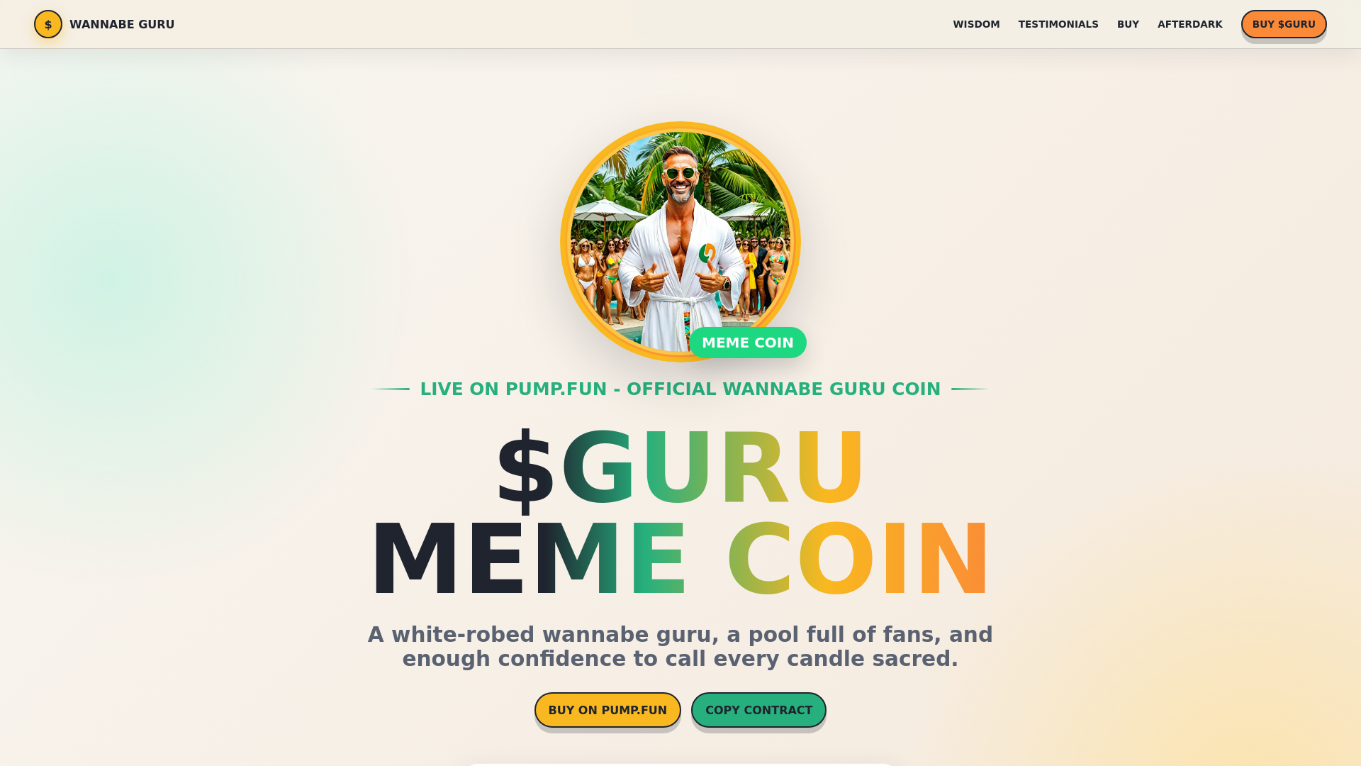 website screenshot of https://wannabeguru.com/