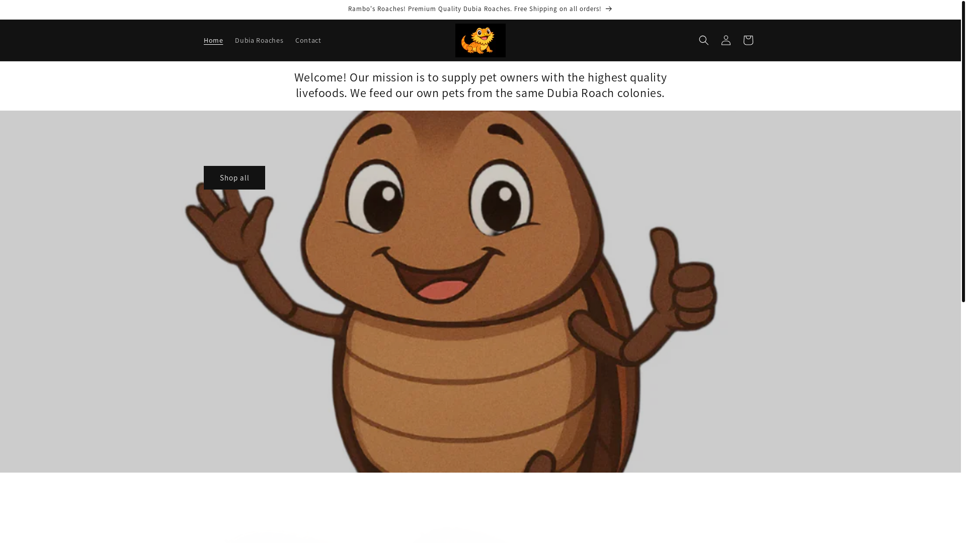website screenshot of https://rambosroaches.com/