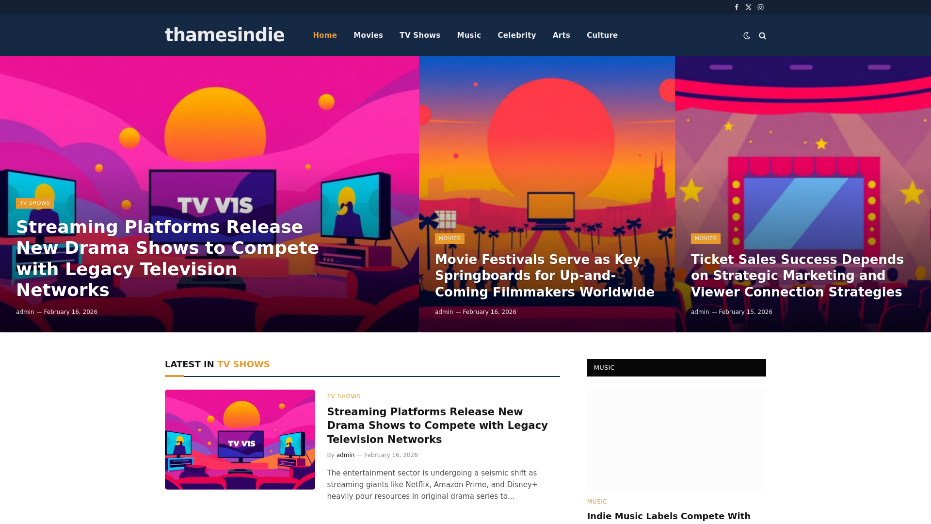 website screenshot of https://thamesindie.co.uk/