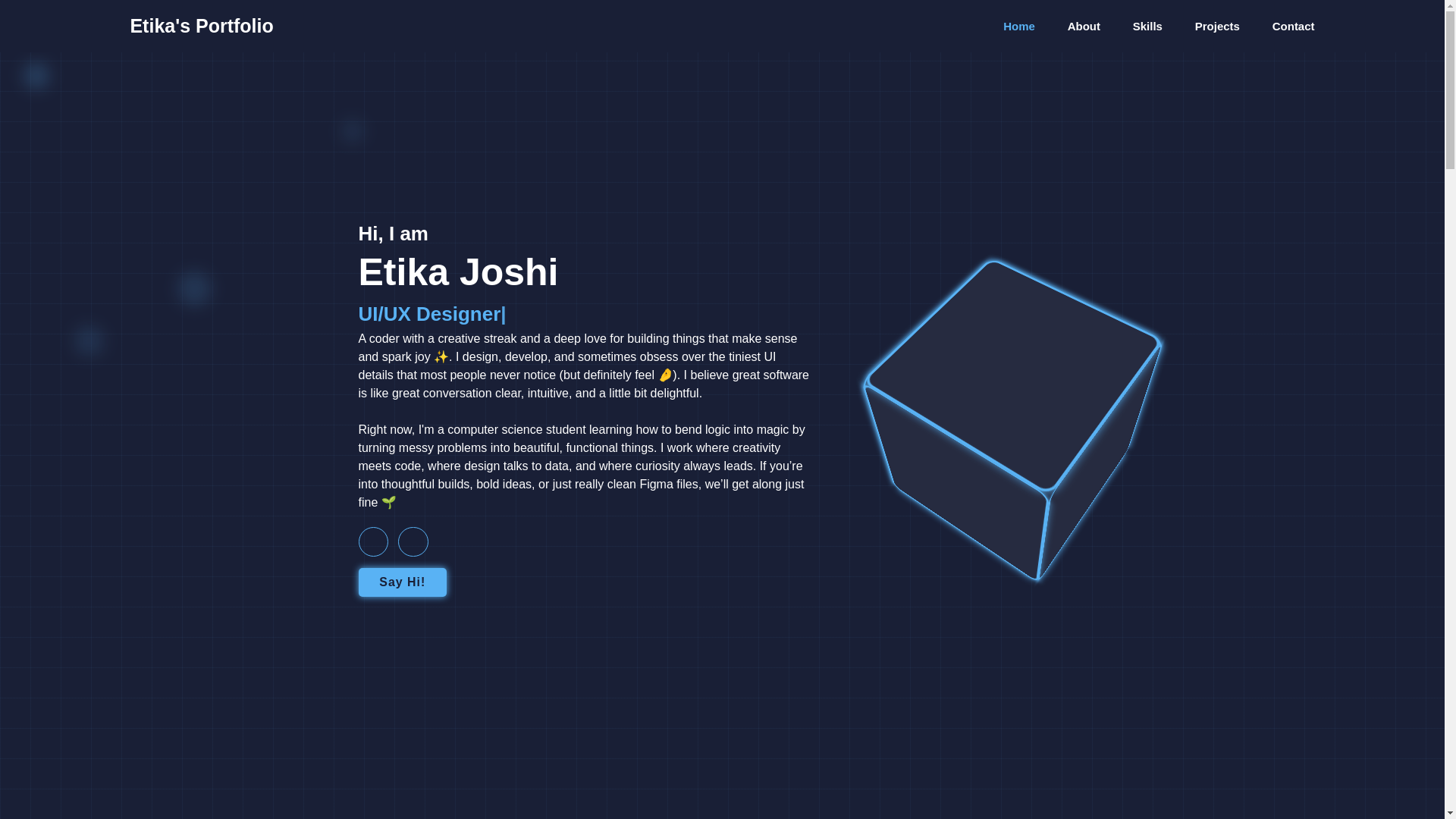 website screenshot of https://etikajoshi.com/