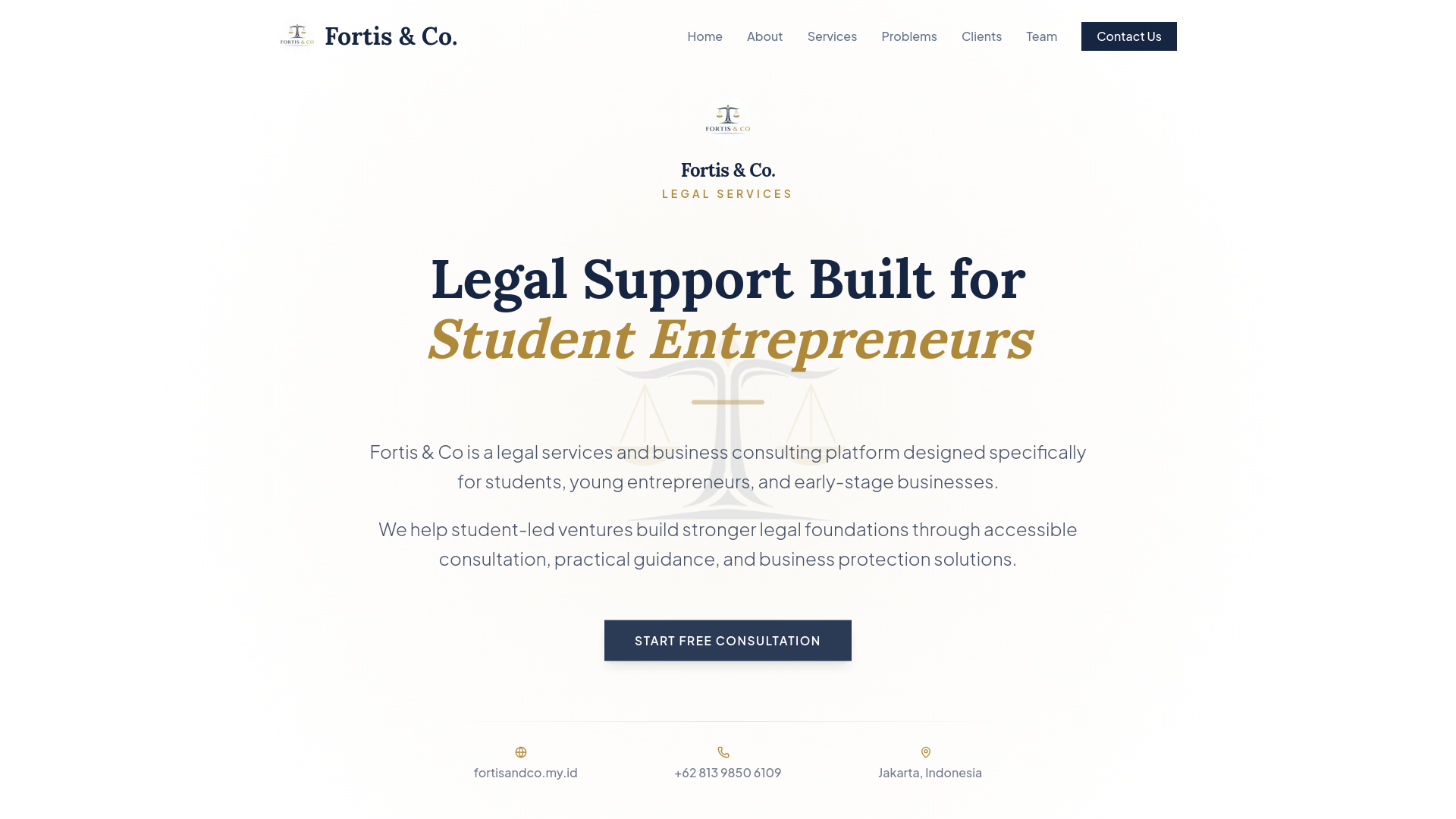website screenshot of https://fortisandco.my.id/