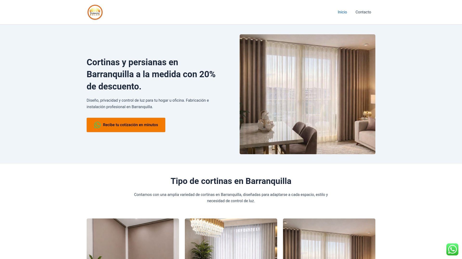 website screenshot of https://cortinasenbarranquilla.com.co/
