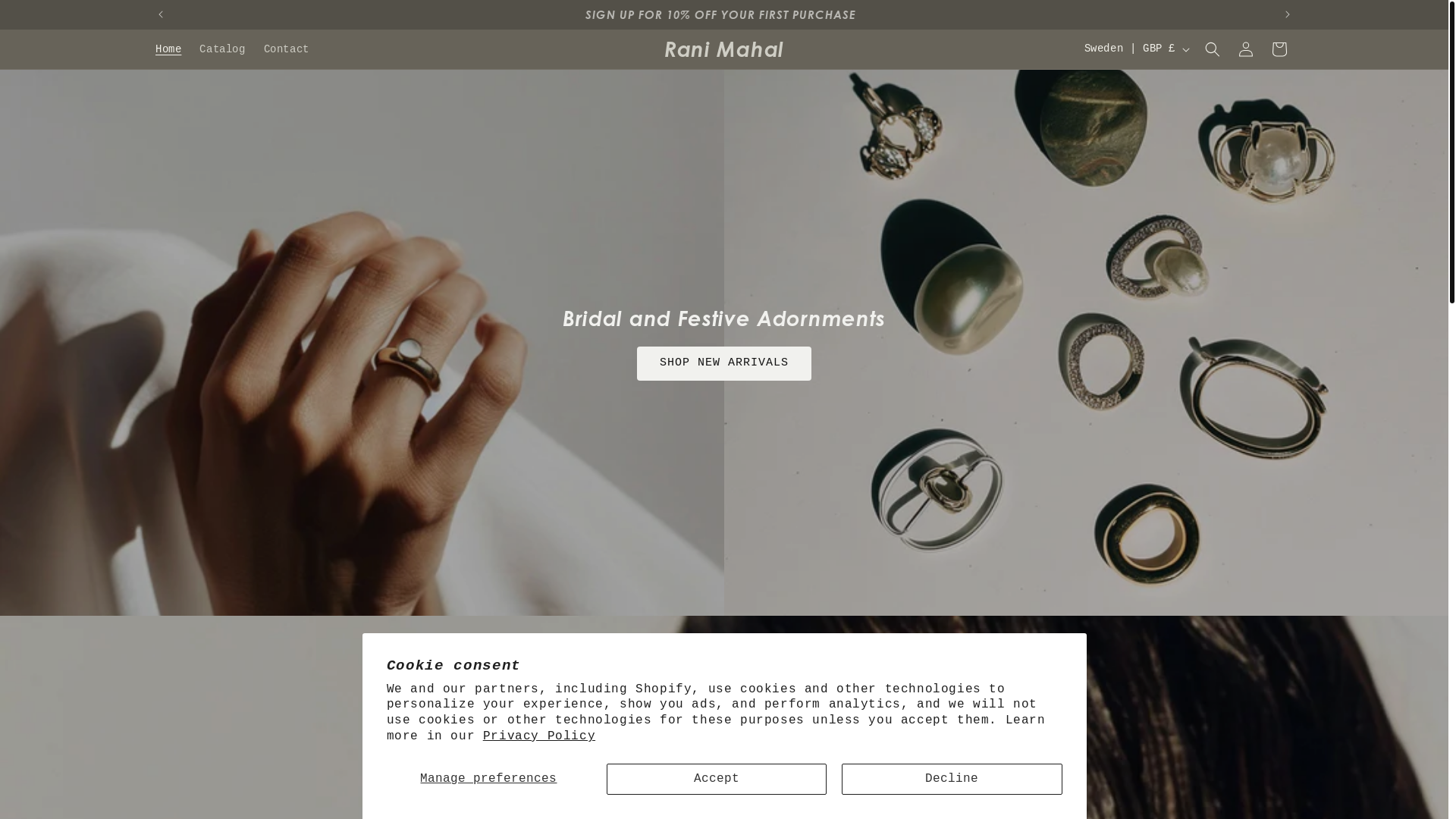 website screenshot of https://theranimahal.co.uk/