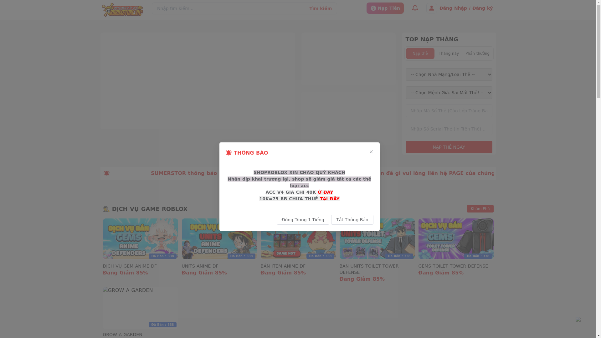 website screenshot of https://nhandichvugame.site/