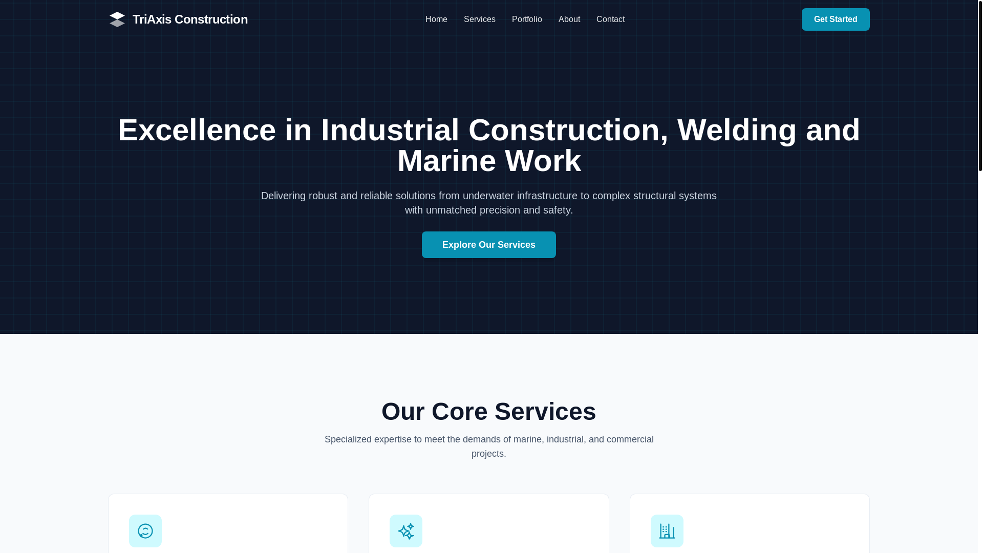 website screenshot of https://triaxisconstruction.ca/