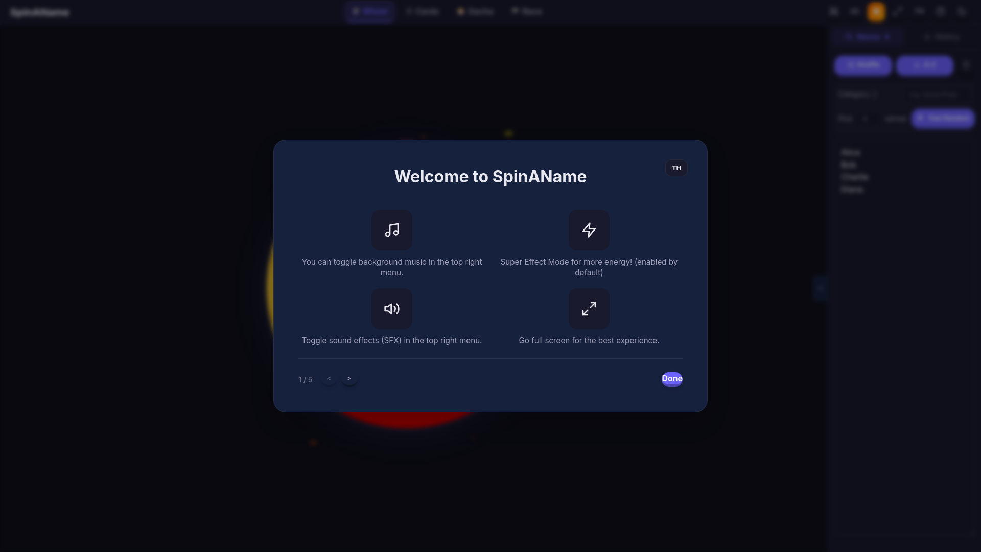 website screenshot of https://spinaname.pages.dev/