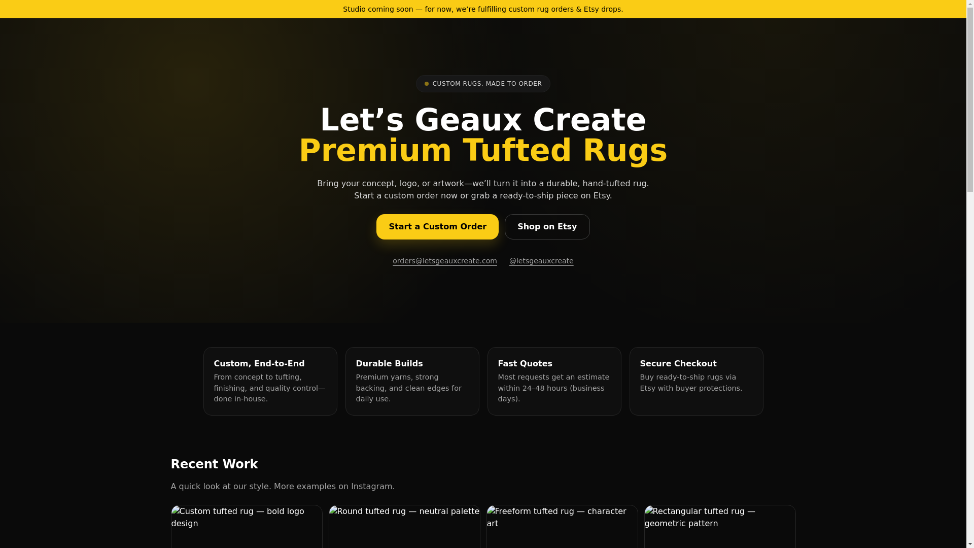 website screenshot of https://letsgeauxcreate.pages.dev/