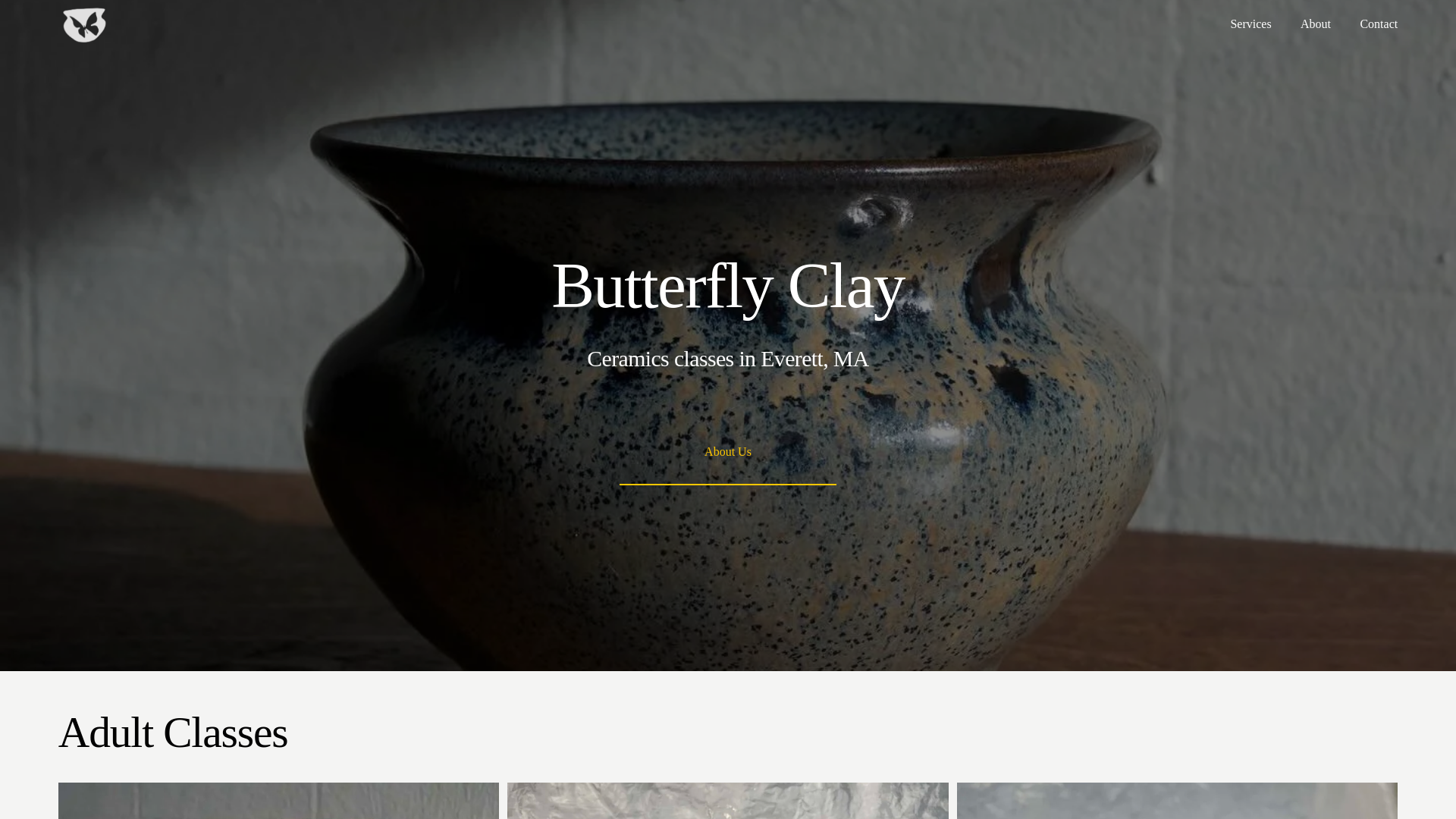 website screenshot of https://butterflyclay.com
