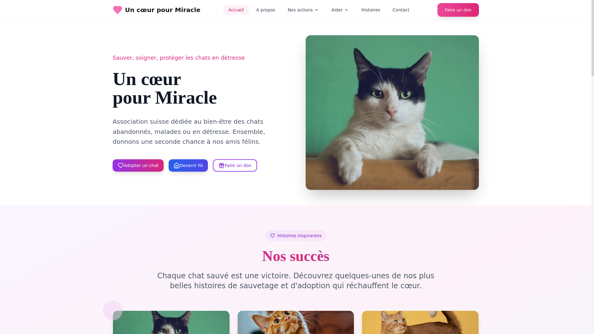 website screenshot of https://uncoeurpourmiracle.pages.dev/