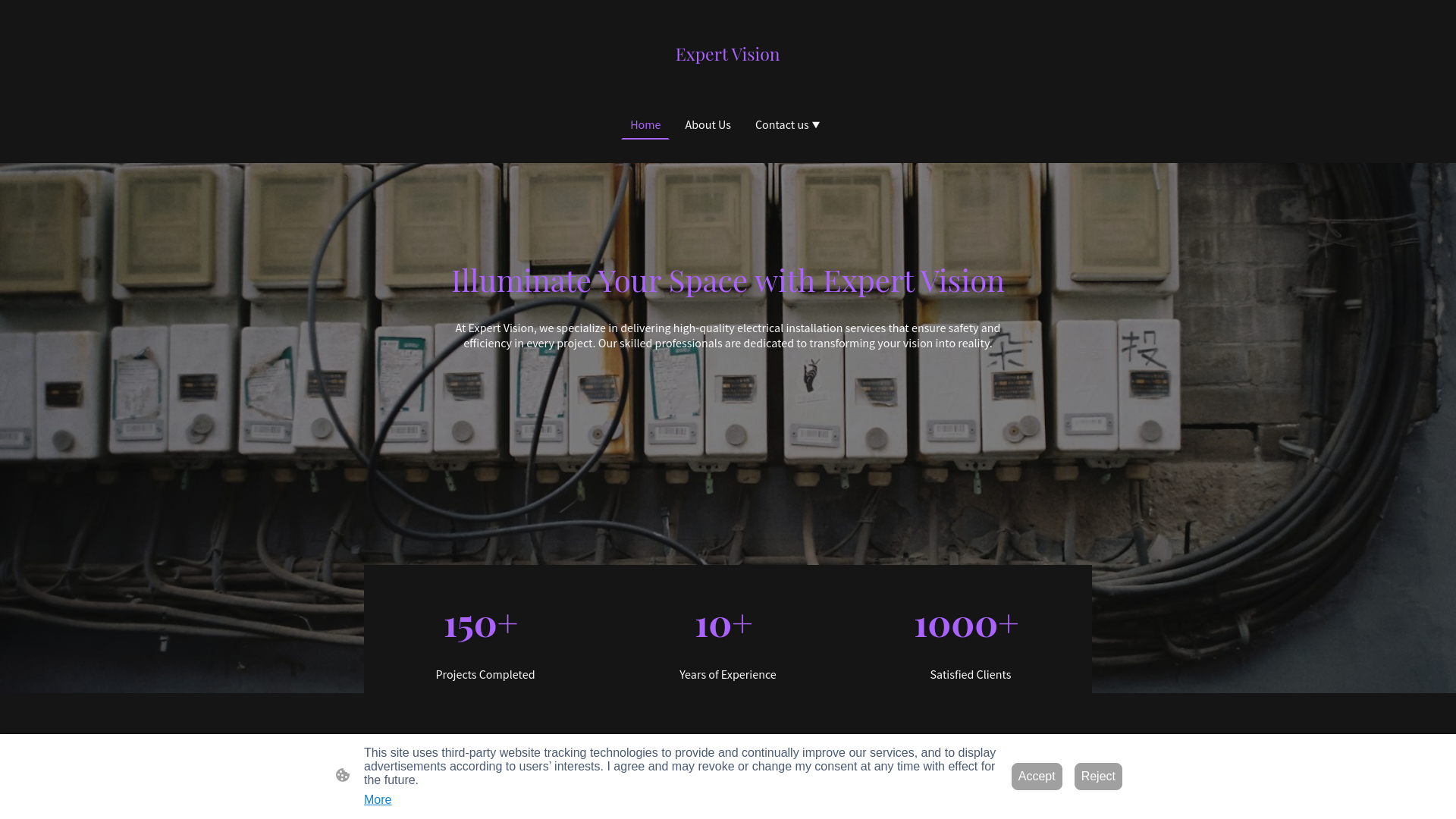 website screenshot of https://expert-vision.co.uk