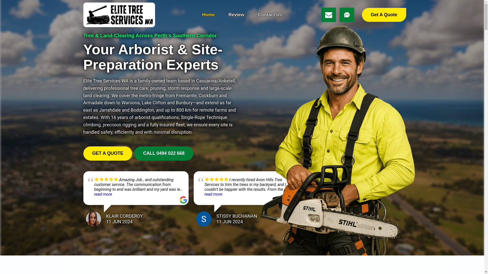 website screenshot of https://elitetreeserviceswa.com.au/
