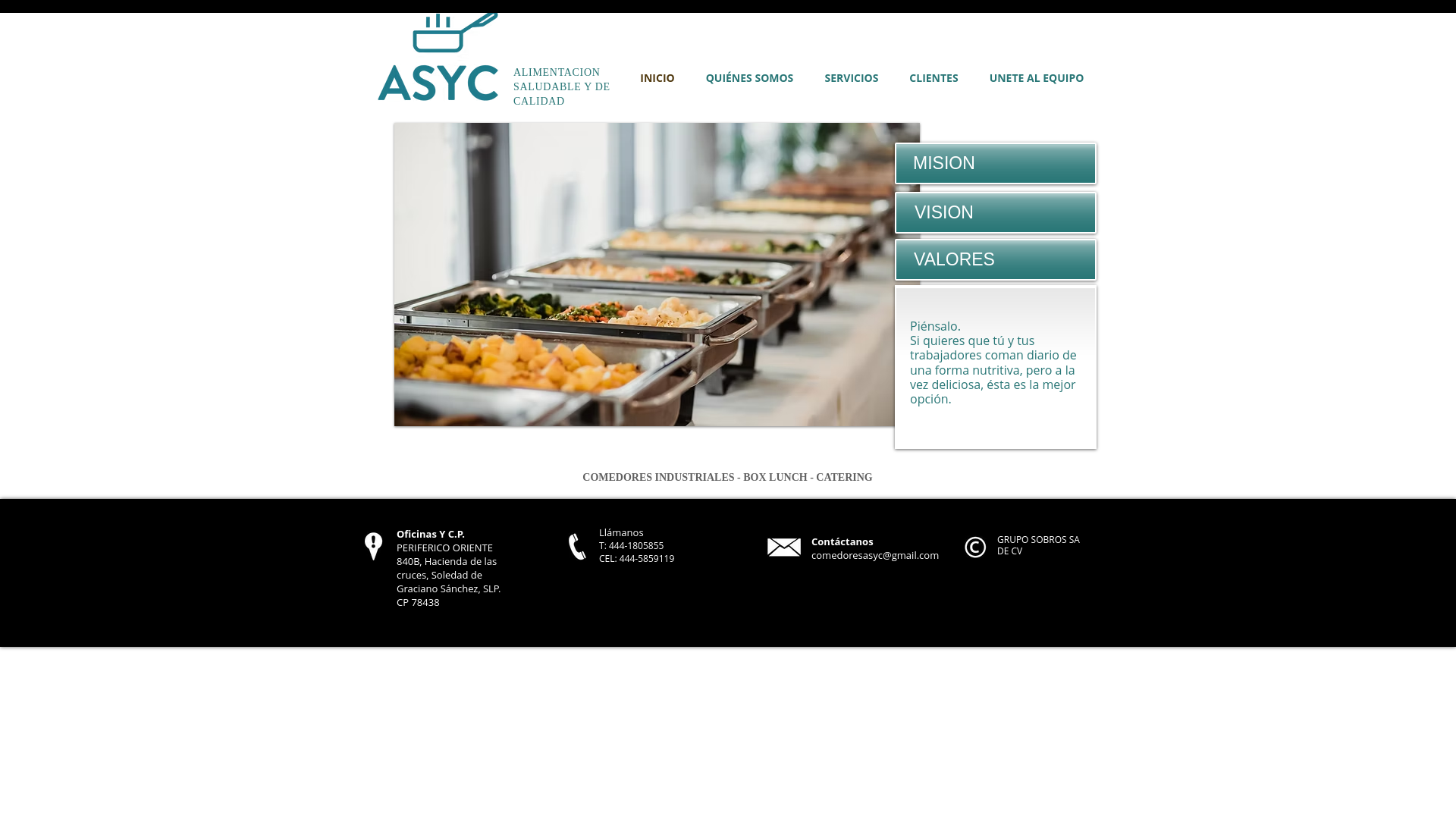 website screenshot of https://asyccomedores.com/