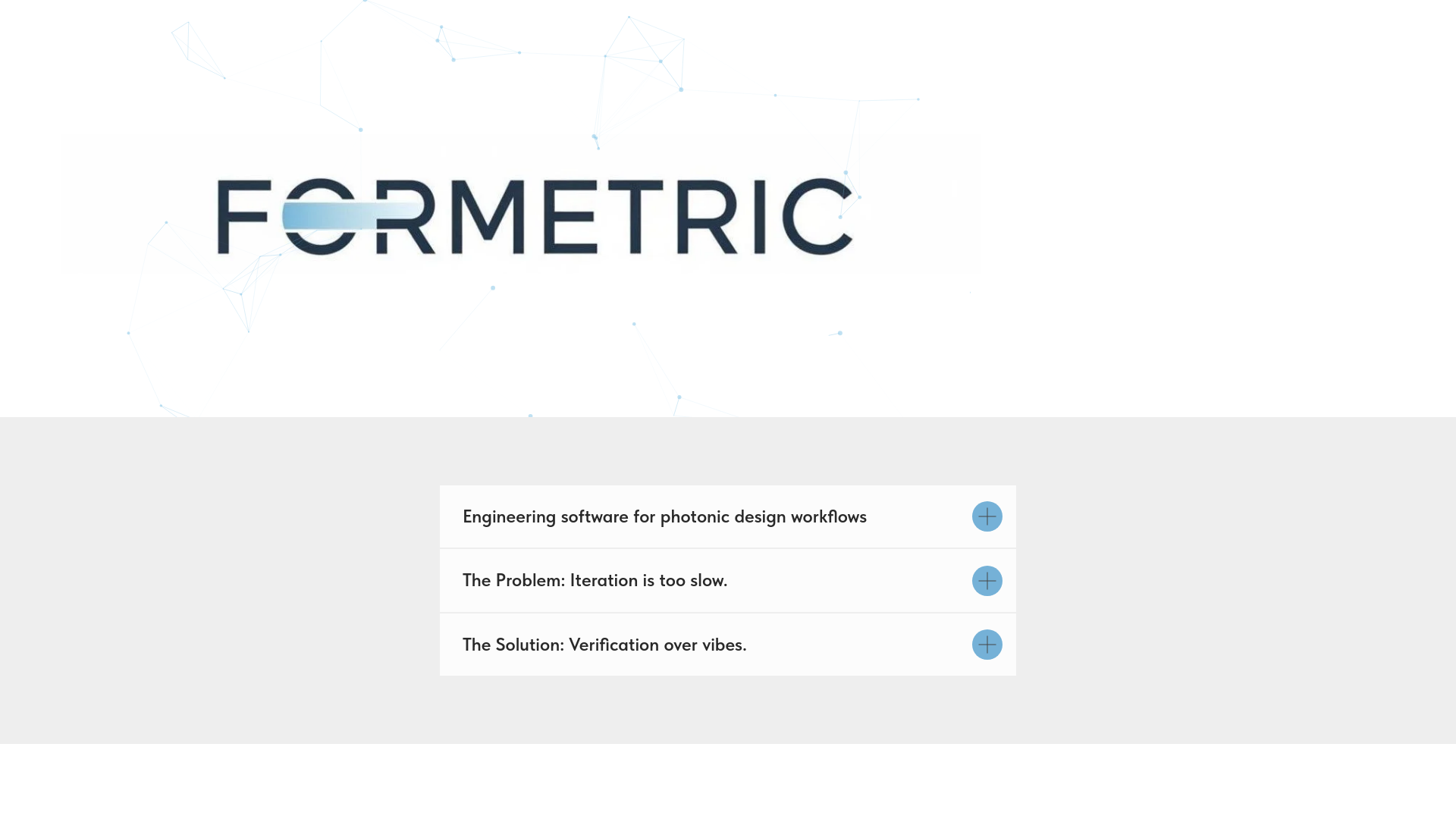 website screenshot of https://formetric.tech