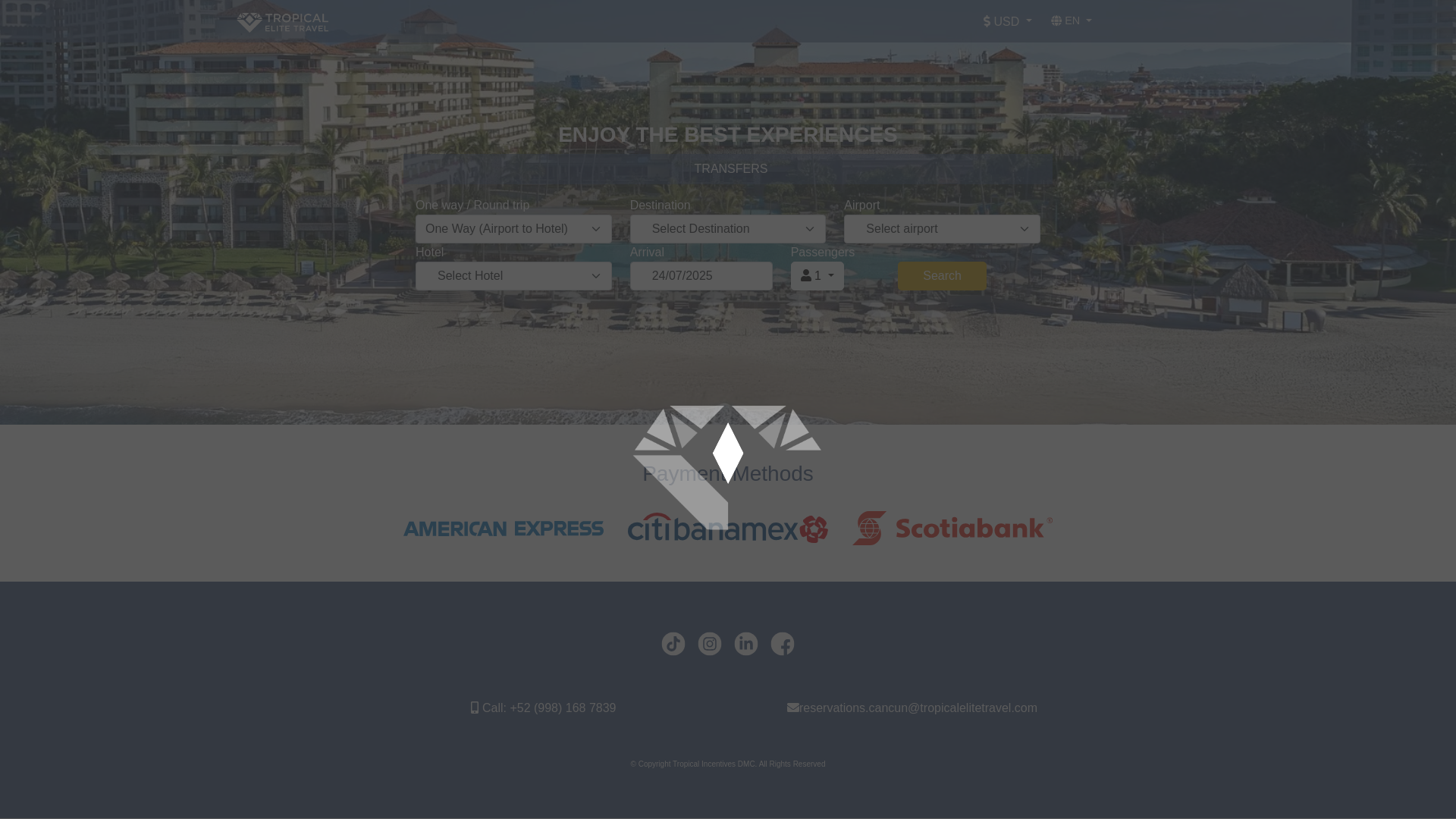 website screenshot of https://tropicalelitemarcaribe.com/
