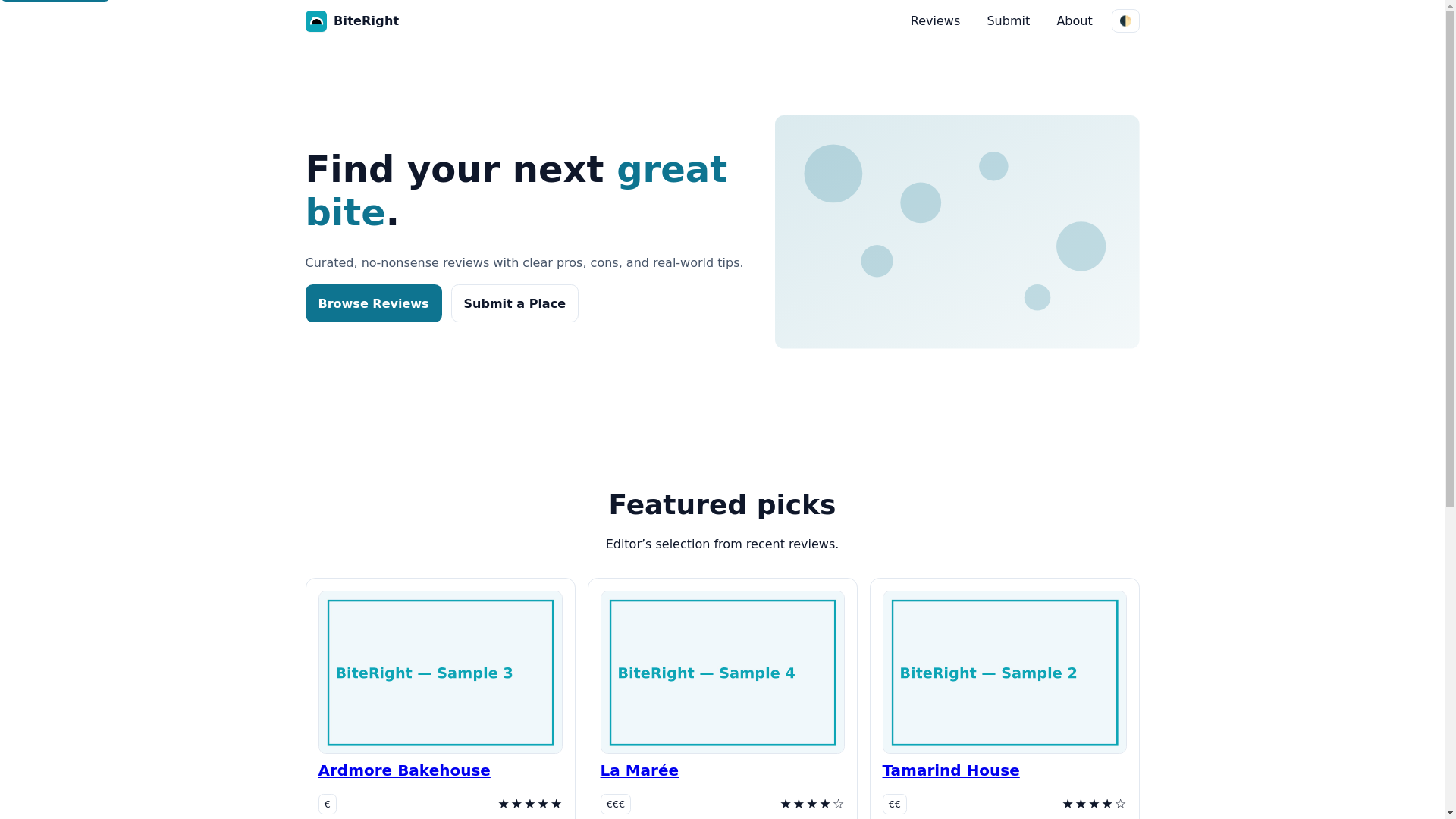 website screenshot of https://biteright.today/