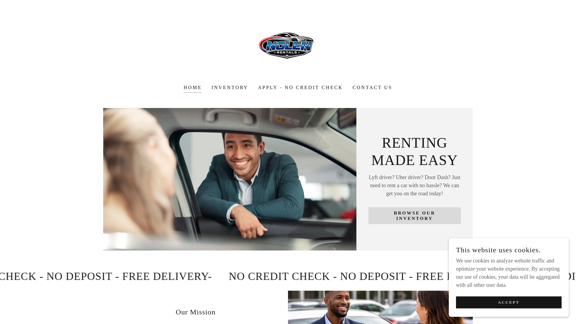 website screenshot of https://nolencars.com/