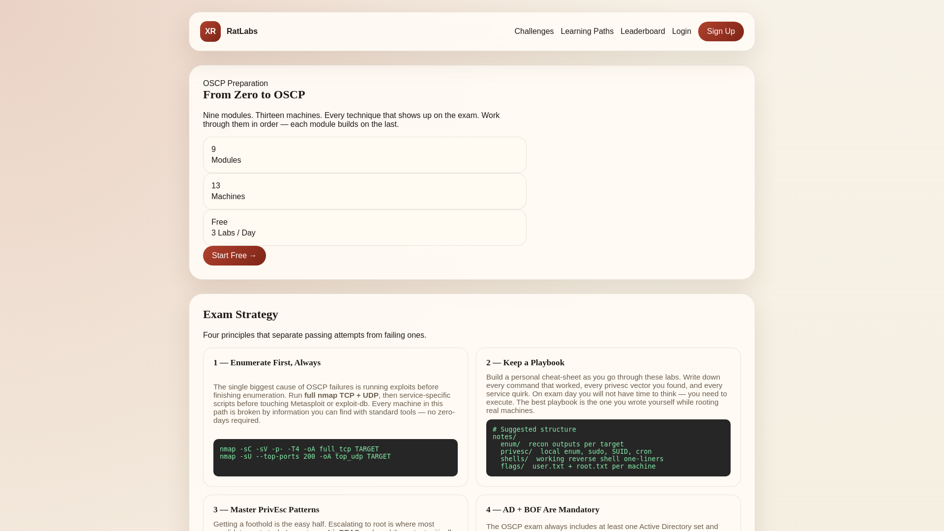 website screenshot of https://ratctf.thexssrat.com/oscp
