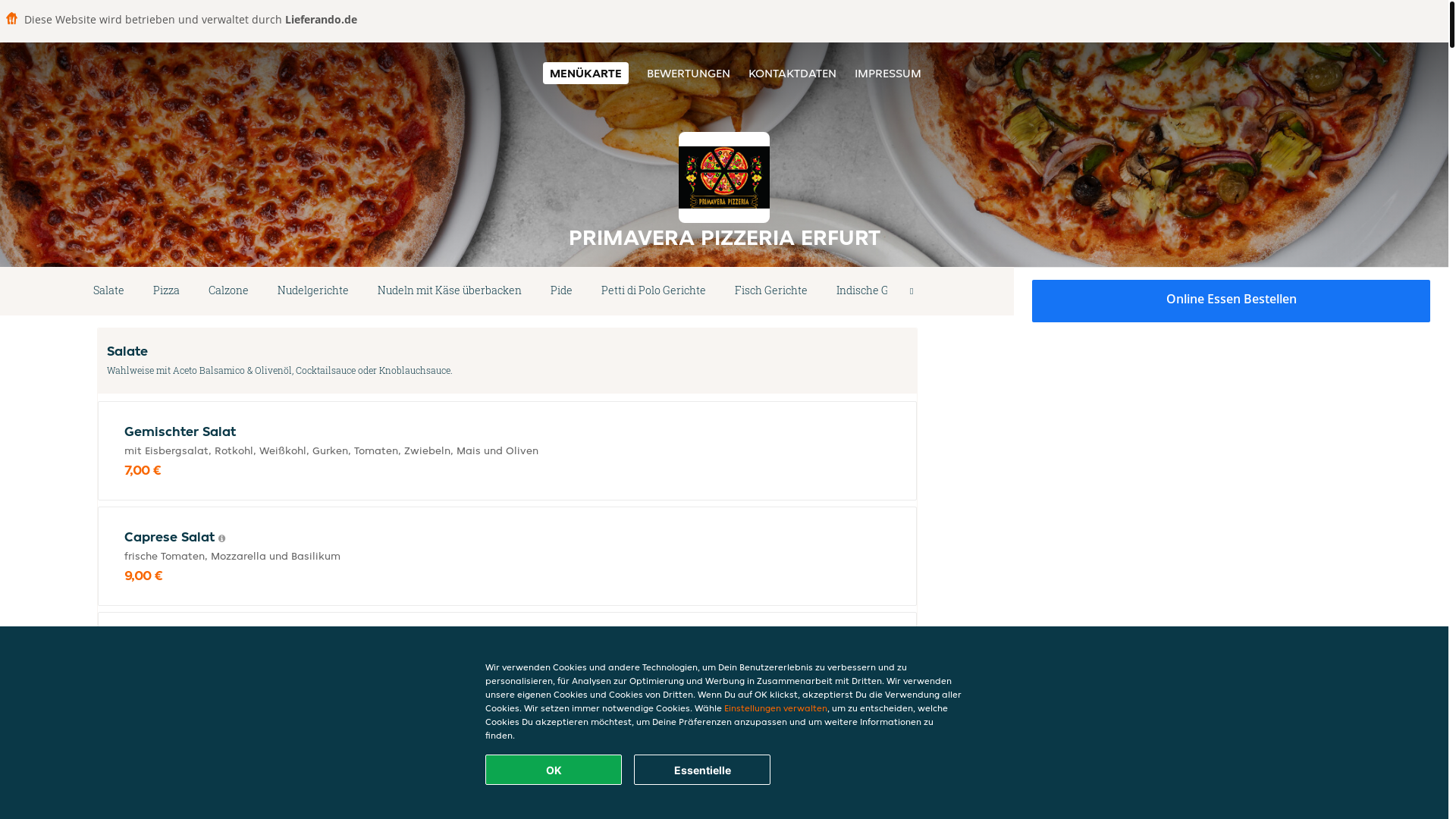 website screenshot of https://primaverapizzeria-erfurt.de/
