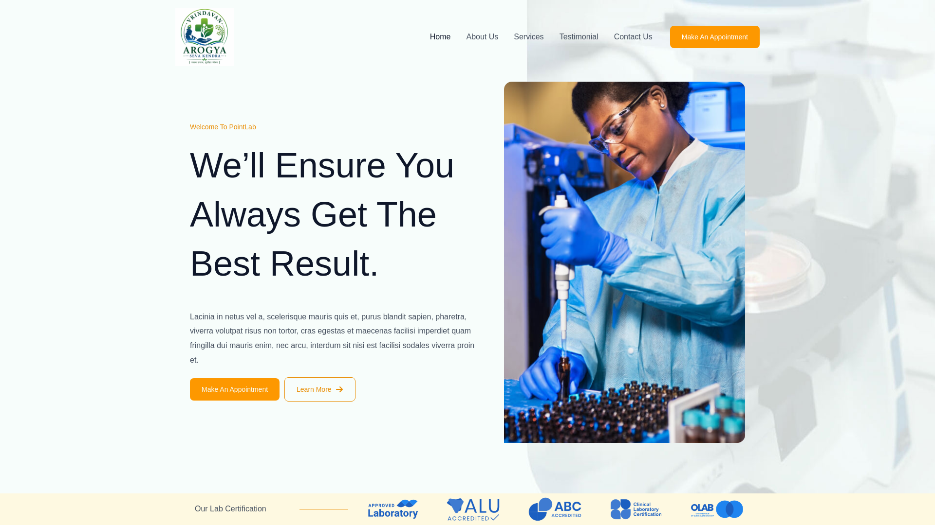 website screenshot of https://vrindavanarogyasevakendra.com/