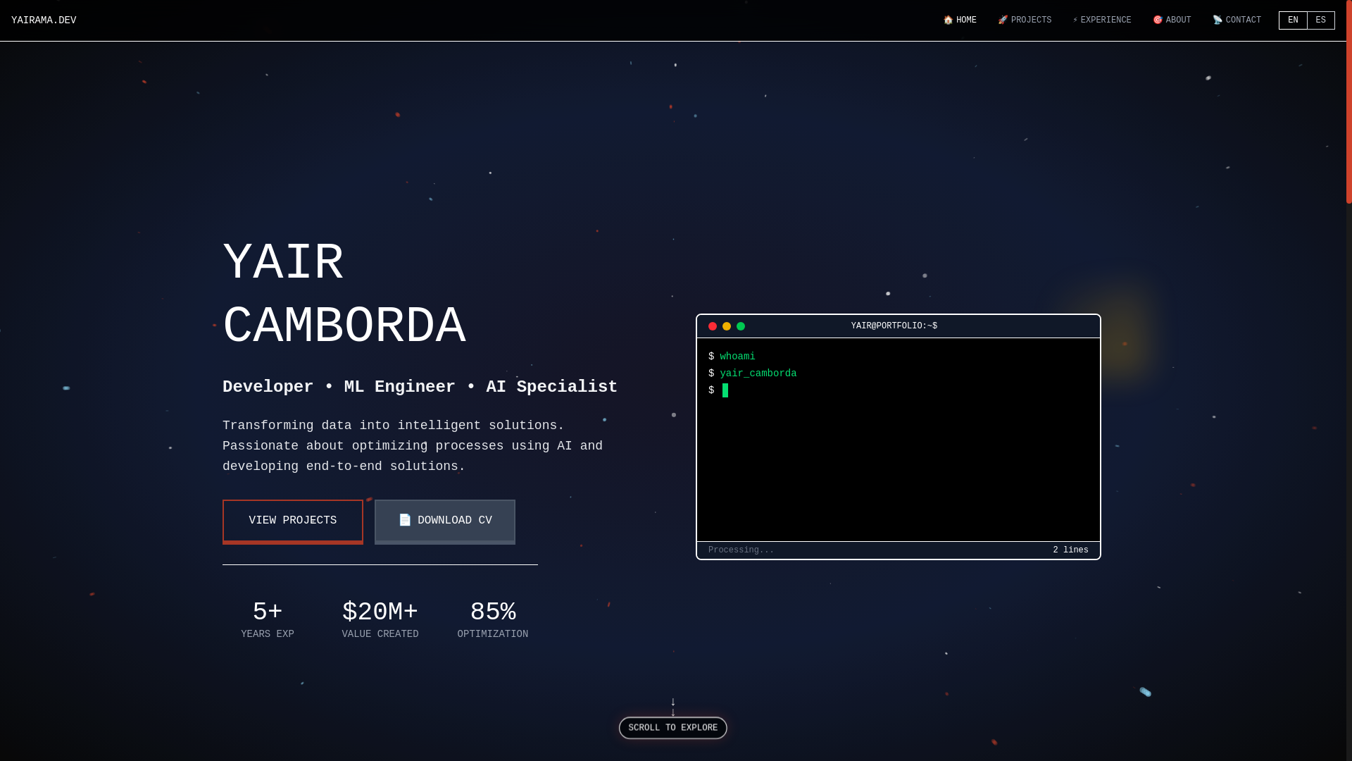 website screenshot of https://yairama.dev/