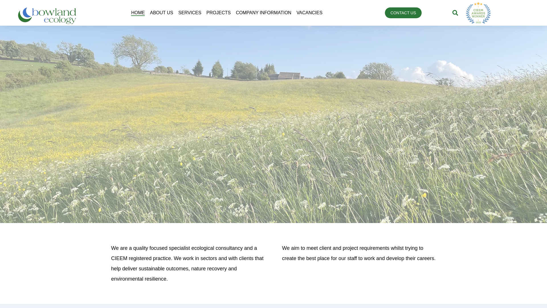 website screenshot of https://bowland-ecology.co.uk/