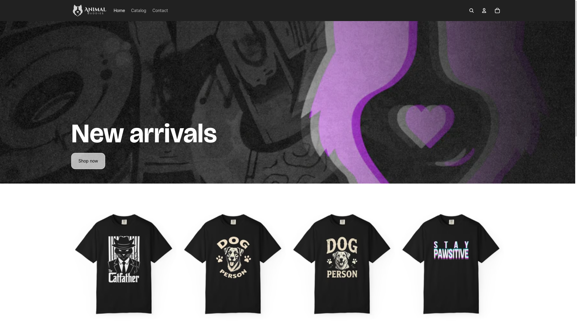 website screenshot of https://animalbuddies.store/