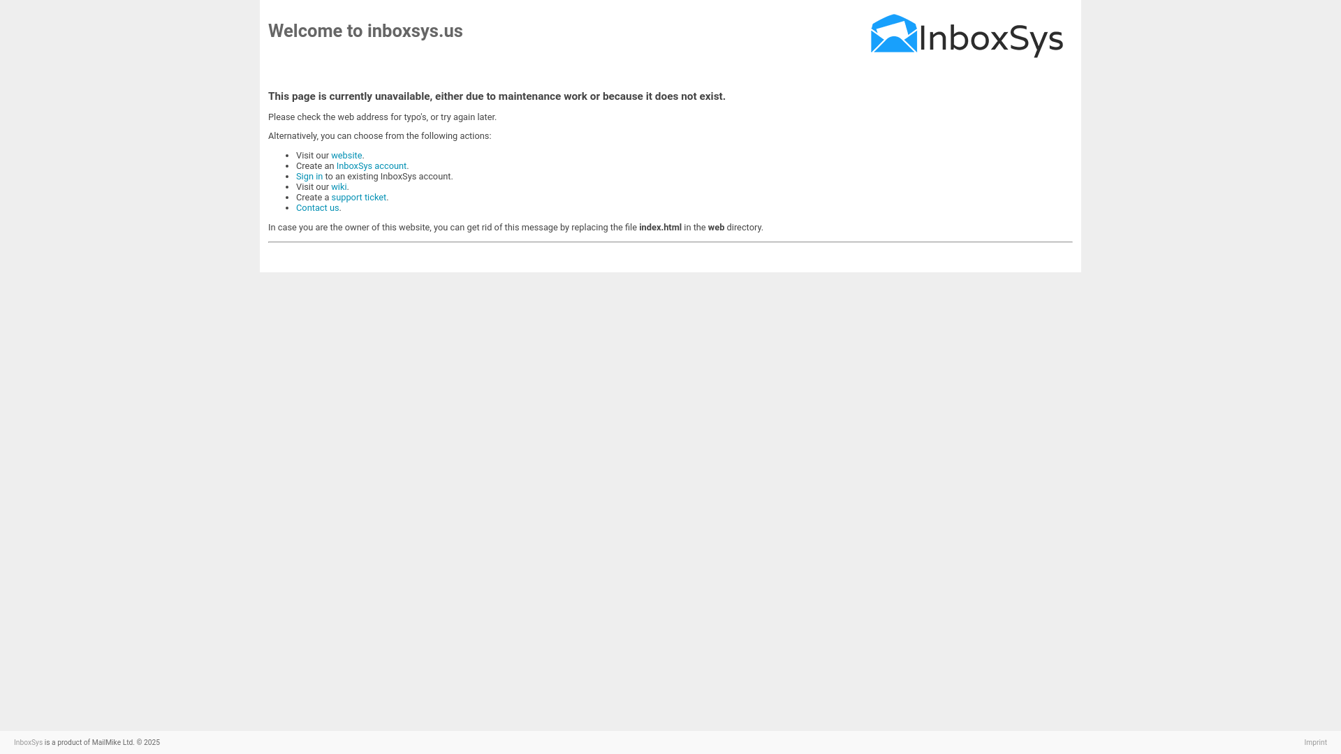 website screenshot of https://inboxsys.us/