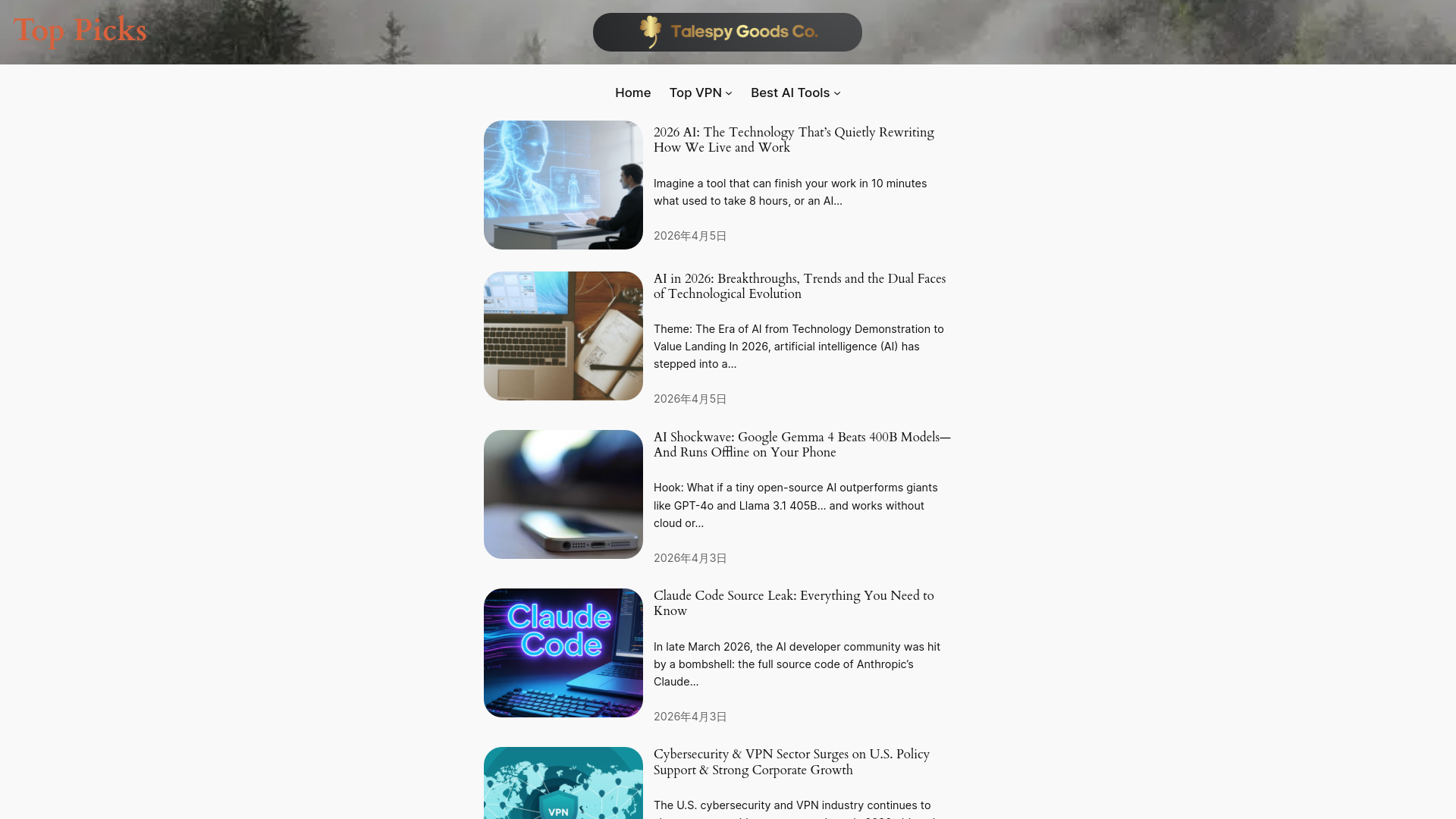 website screenshot of https://talespy.com