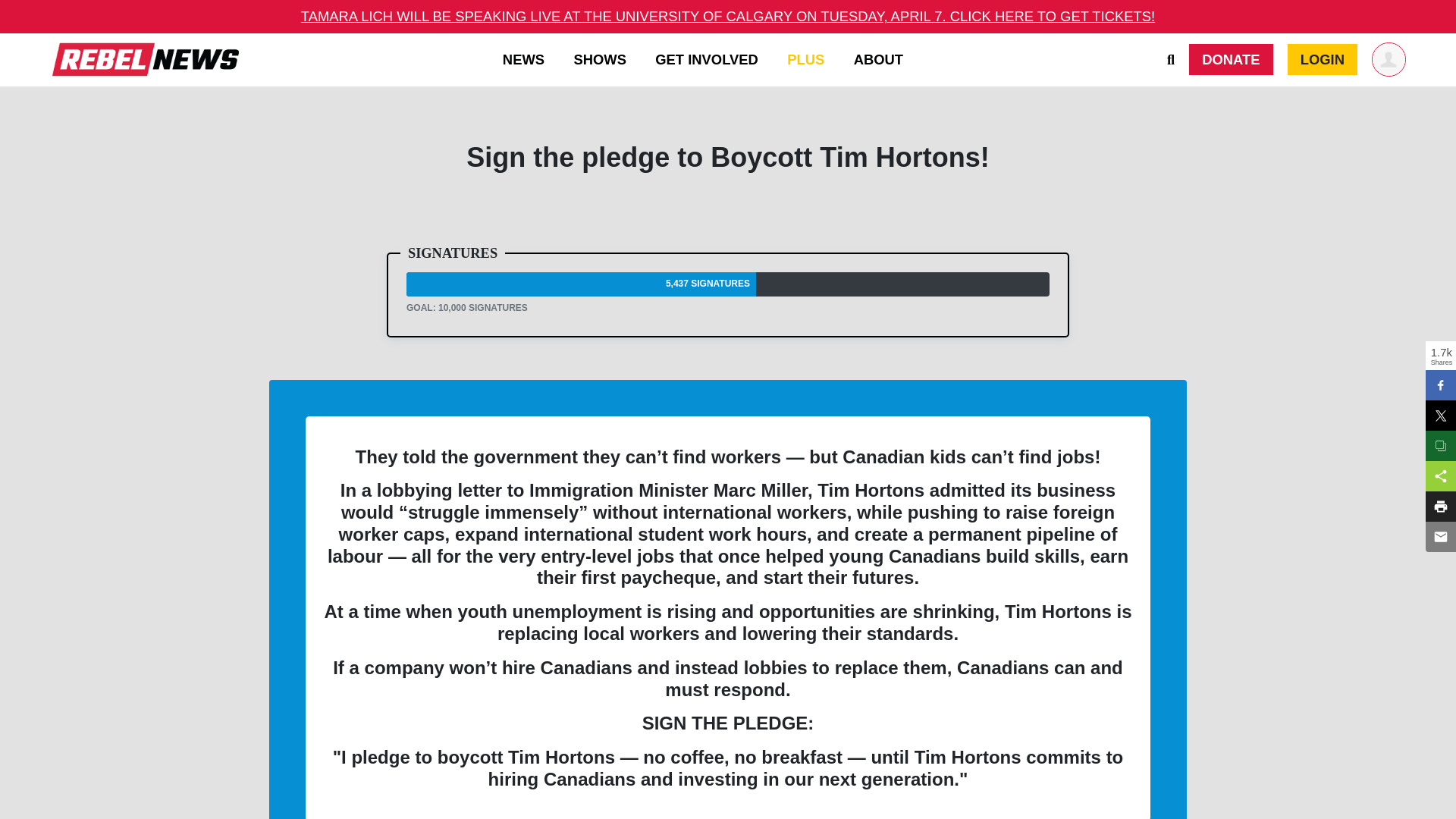 website screenshot of https://timsboycott.com