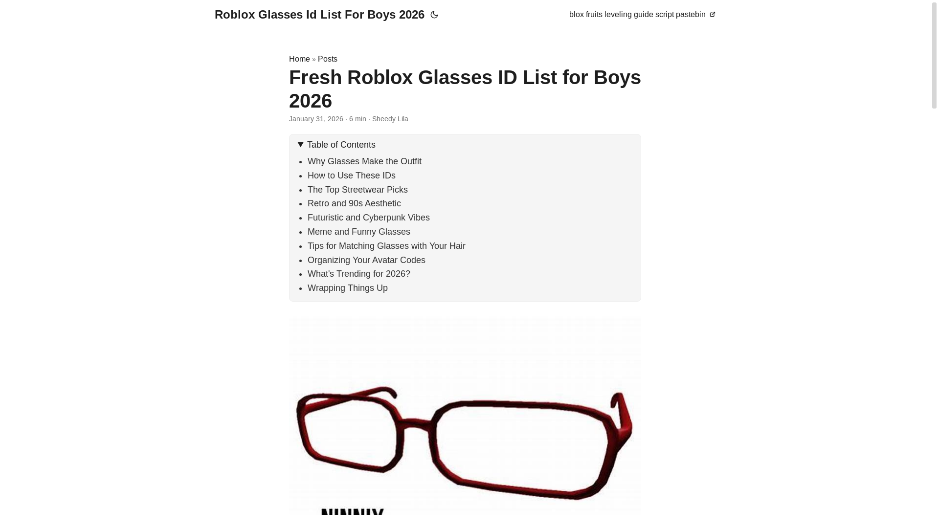 website screenshot of https://roblox-glasses-id-list-for-boys-2026.pages.dev/