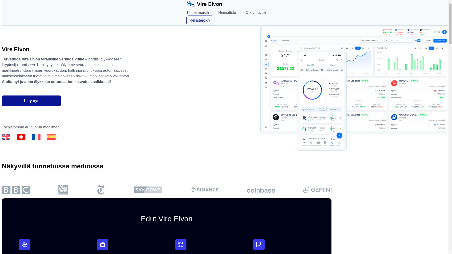website screenshot of https://vireelvon.fi/