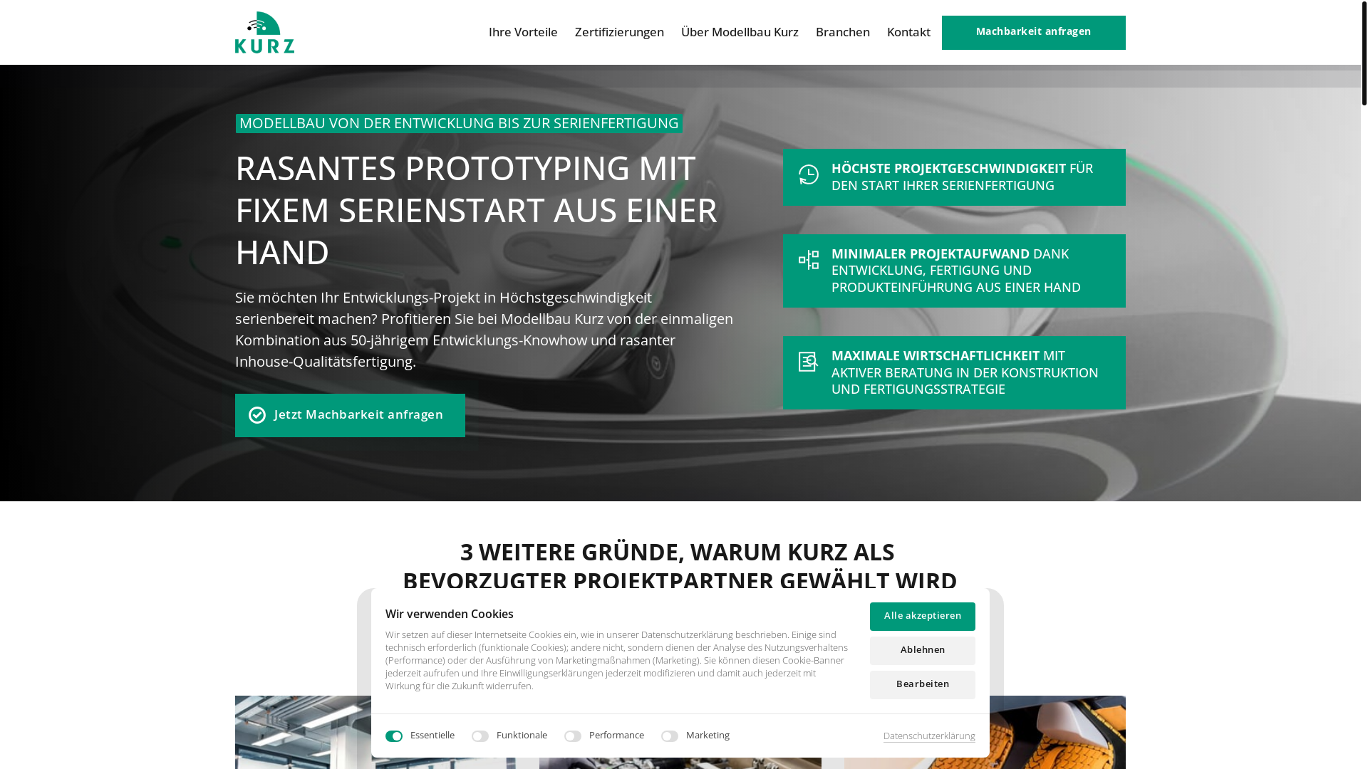 website screenshot of https://www.modellbau-kurz.de/