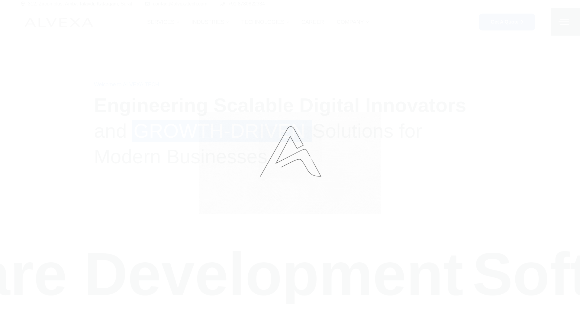 website screenshot of https://alvexatech.com