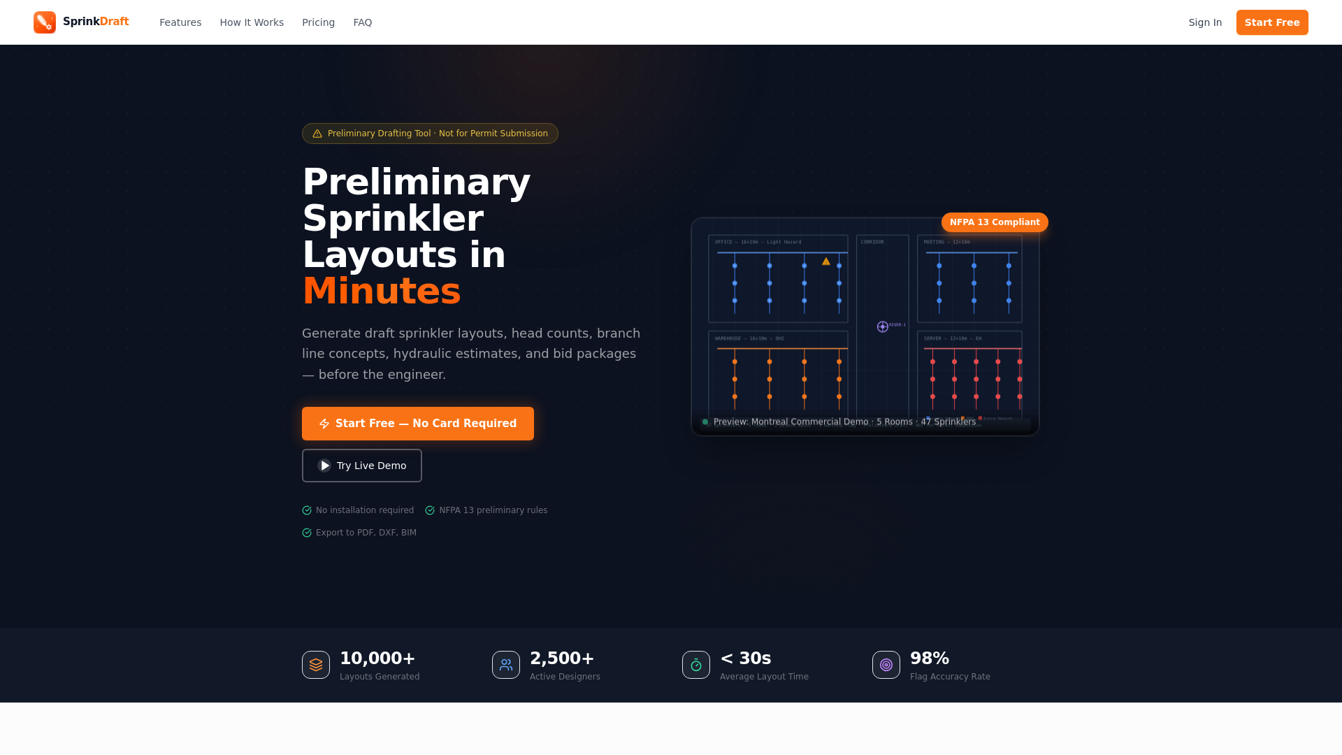 website screenshot of https://sprinkdraft.com/