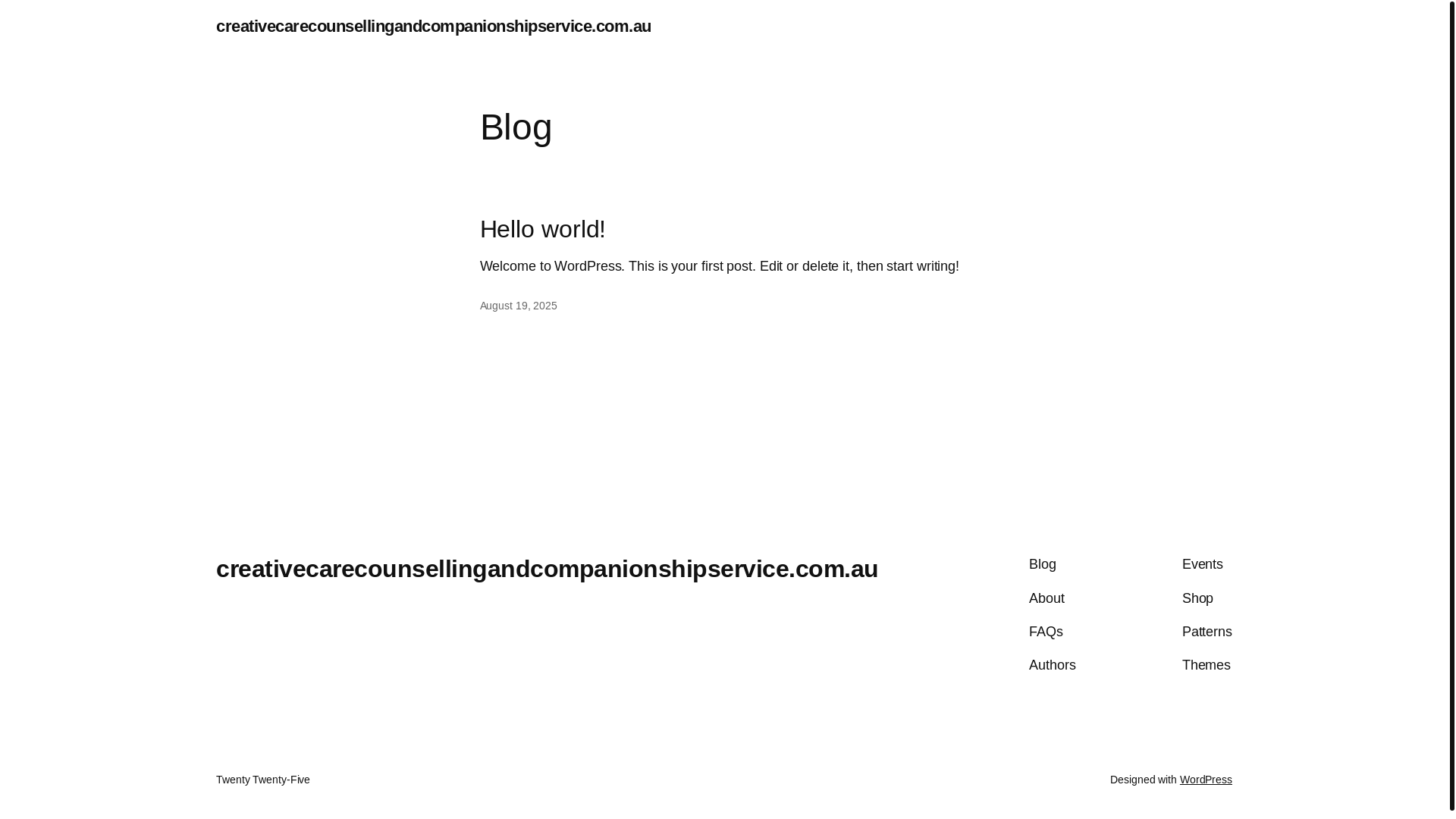 website screenshot of https://creativecarecounsellingandcompanionshipservice.com.au/